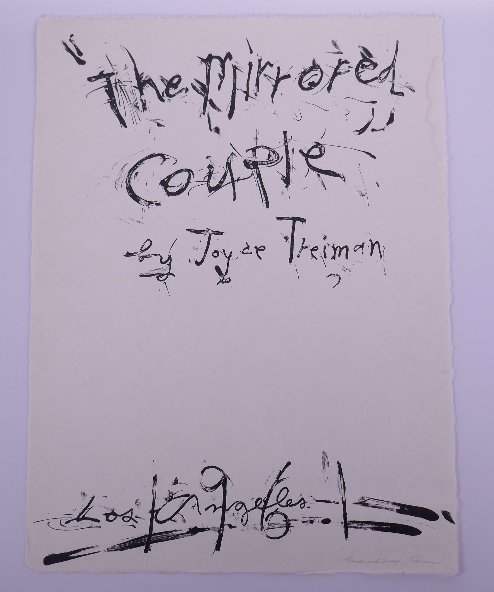 Joyce Treiman (American, 1922–1991), Title Page Plate I from The Mirrored Couple, 1961 Lithograph: Joyce Treiman (American, 1922–1991) was an American painter and printmaker known for an independent form of figurative expressionism that combined close observation of the human figure with the imme
