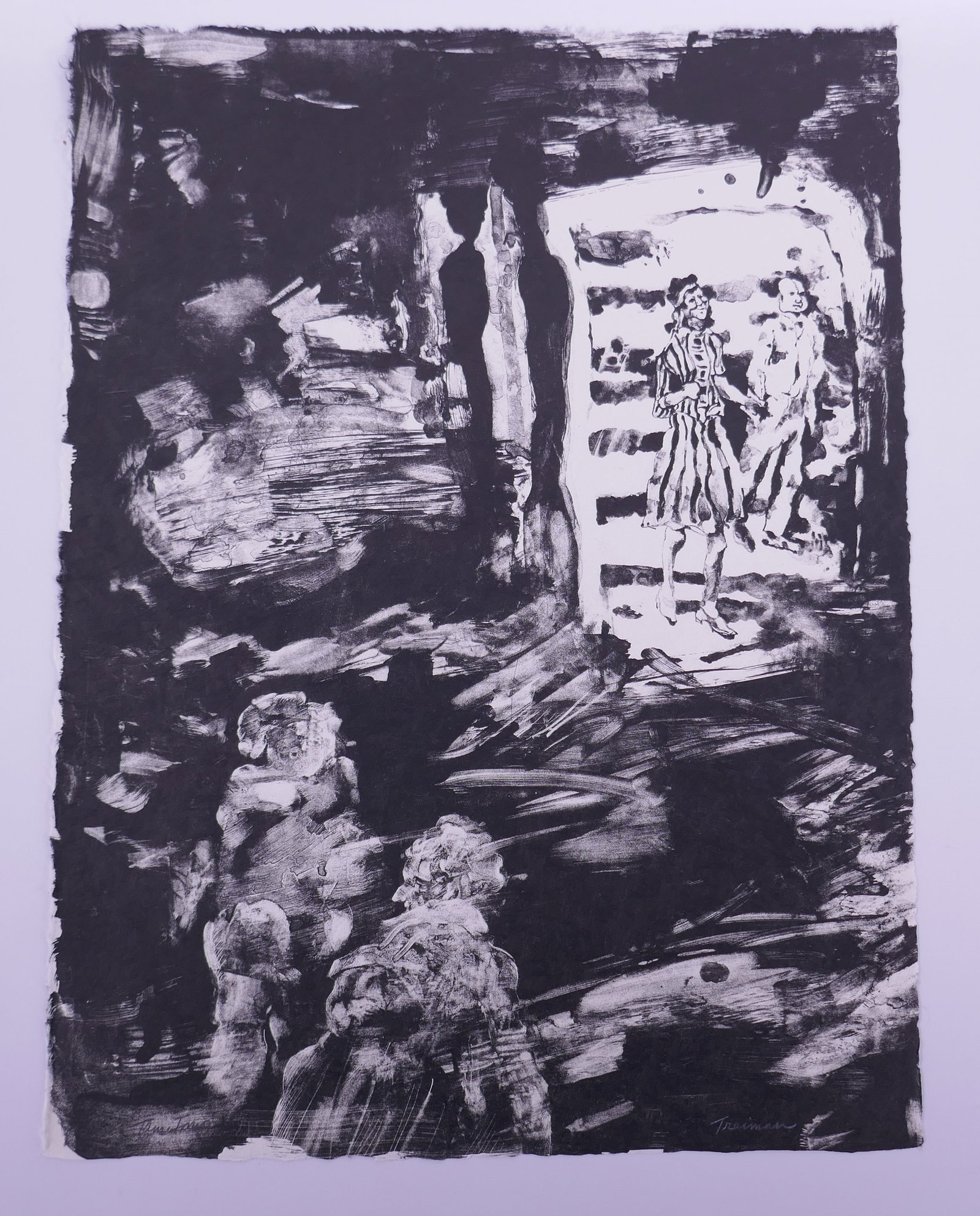Joyce Treiman (American, 1922–1991), Untitled, Plate XIV from The Mirrored Couple, 1961 Lithograph: Joyce Treiman (American, 1922–1991) was an American painter and printmaker known for an independent form of figurative expressionism that combined close observation of the human figure with the imme
