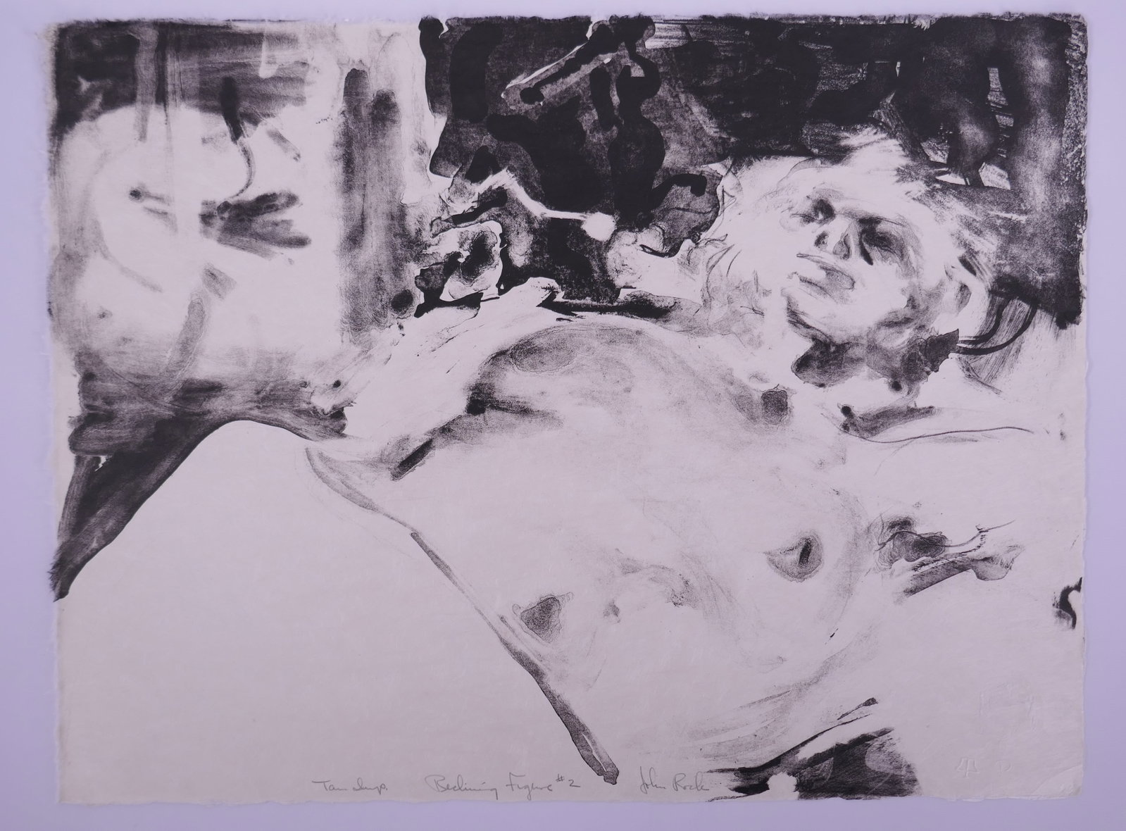 John Rock (American, 1919–1993), Reclining Figure II, 1963 Lithograph: John Rock (American, 1919–1993) was an American painter, printmaker, and lithographer associated with the early years of the Tamarind Lithography Workshop in Los Angeles, one of the most influential