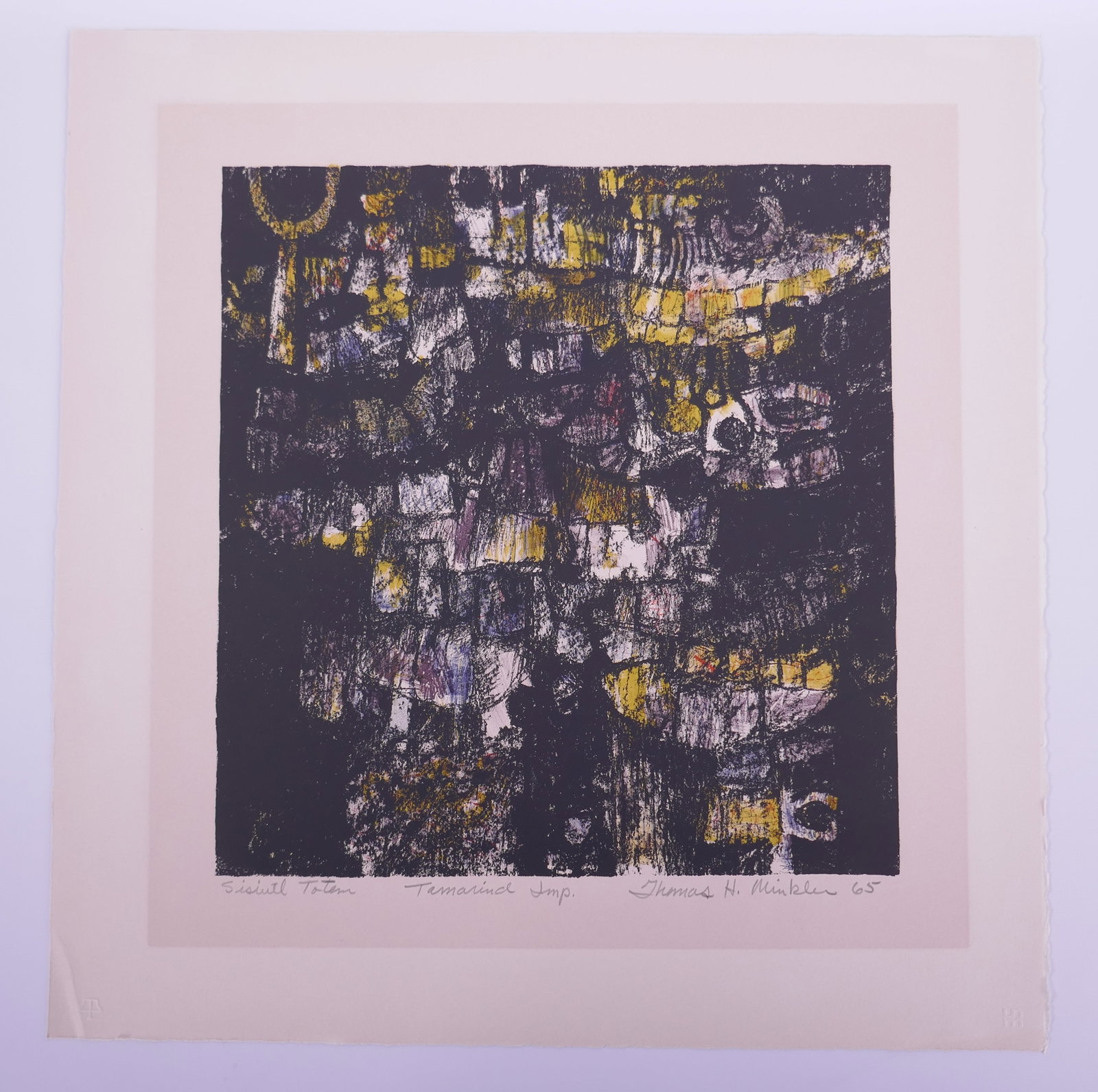 Thomas H. Minkler (American, 1933–1994), Sisiutl Totem, 1965 Color Lithograph: Thomas H. Minkler (American, 1933–1994) was a printmaker active in Chicago and later in Muncie, Indiana. In 1965, he worked at the Tamarind Lithography Workshop in Los Angeles, participating in