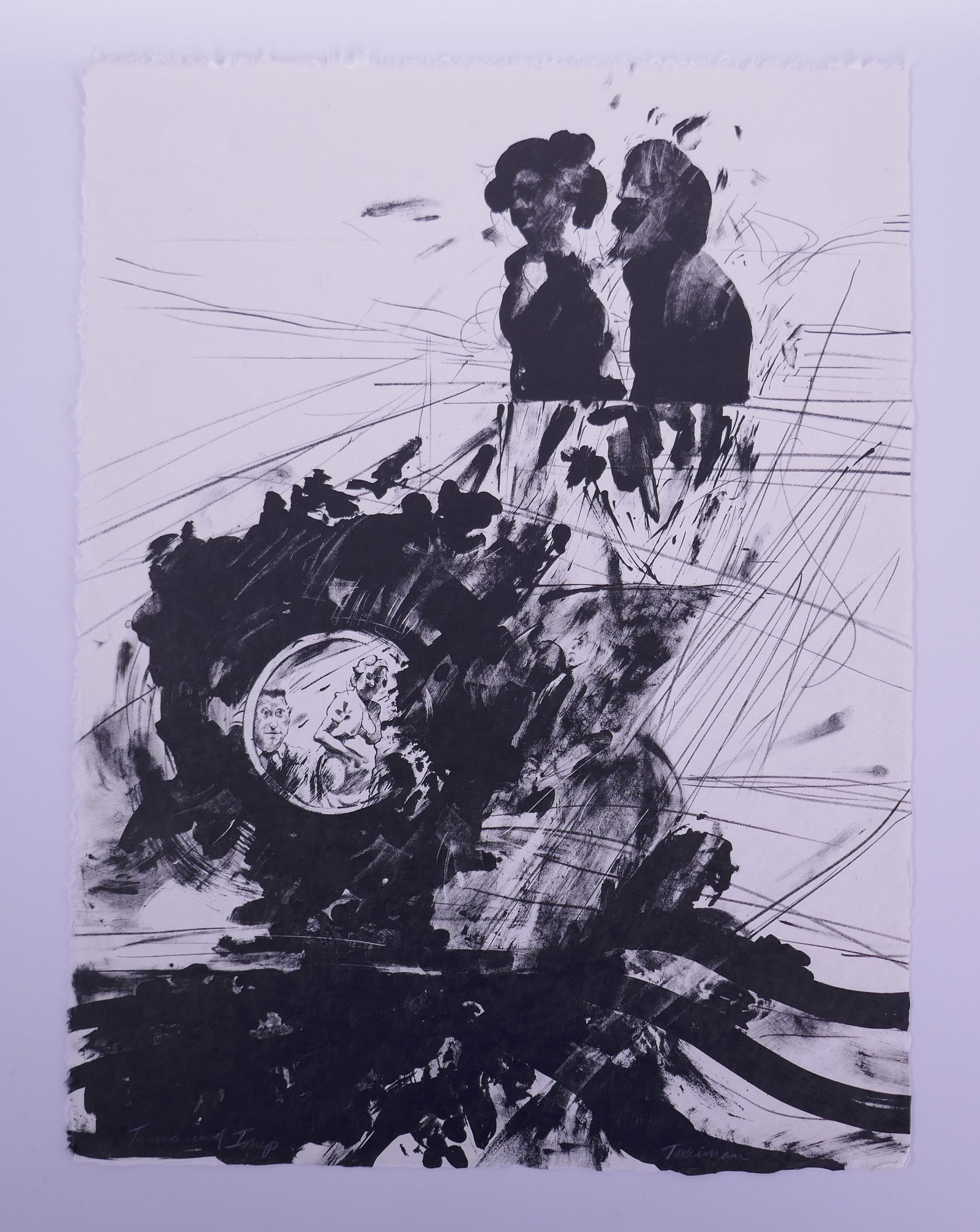 Joyce Treiman (American, 1922–1991), Untitled, The Mirrored Couple XII, 1961 Lithograph: Joyce Treiman (American, 1922–1991) was an American painter and printmaker known for an independent form of figurative expressionism that combined close observation of the human figure with the imme