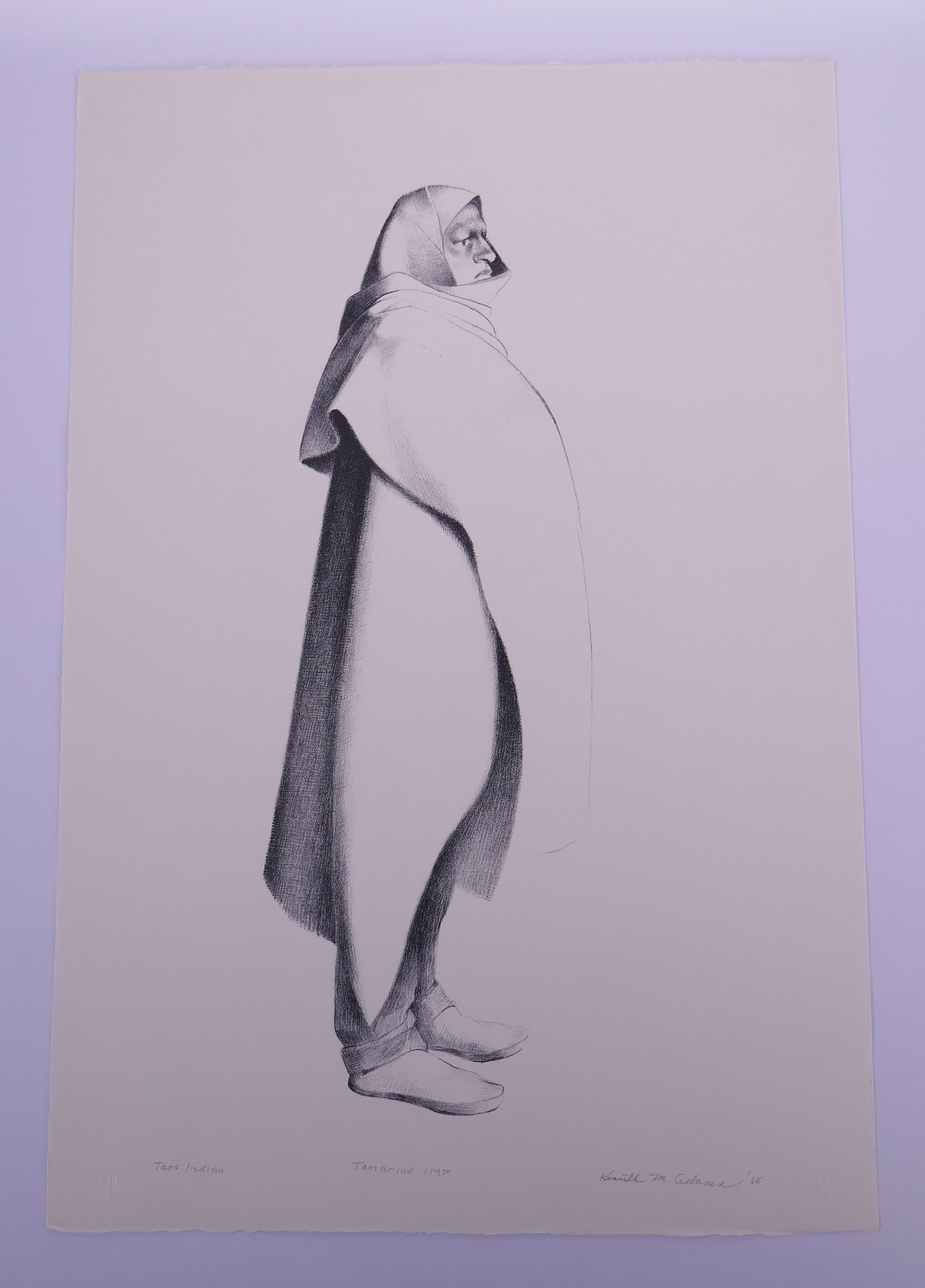 Kenneth Miller Adams (American, 1897–1966), Taos Indian, 1965 Lithograph: Kenneth Miller Adams (1897-1966) was an American painter, printmaker, muralist, and teacher whose career was closely tied to New Mexico. Trained at the Art Institute of Chicago and the Art Students Le