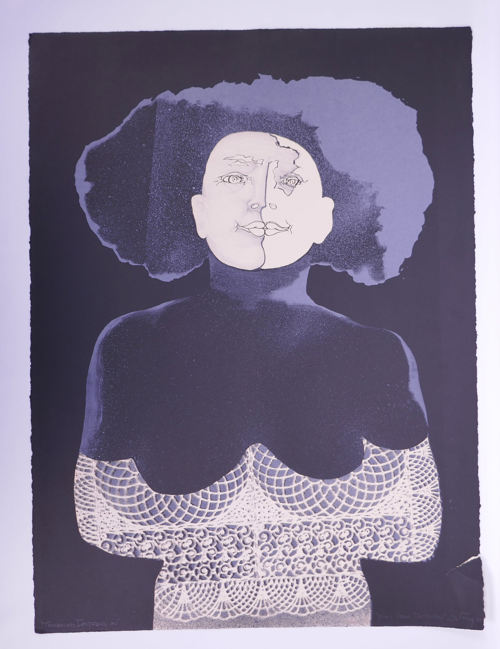 Jan Stussy (American, 1921–1990), Kim’s Other Decision, 1970 Color Lithograph: Jan Stussy (1921-1990) was an American painter, printmaker, filmmaker, and longtime UCLA professor whose work remained centered on the human figure. His figures are often distorted or compressed, with