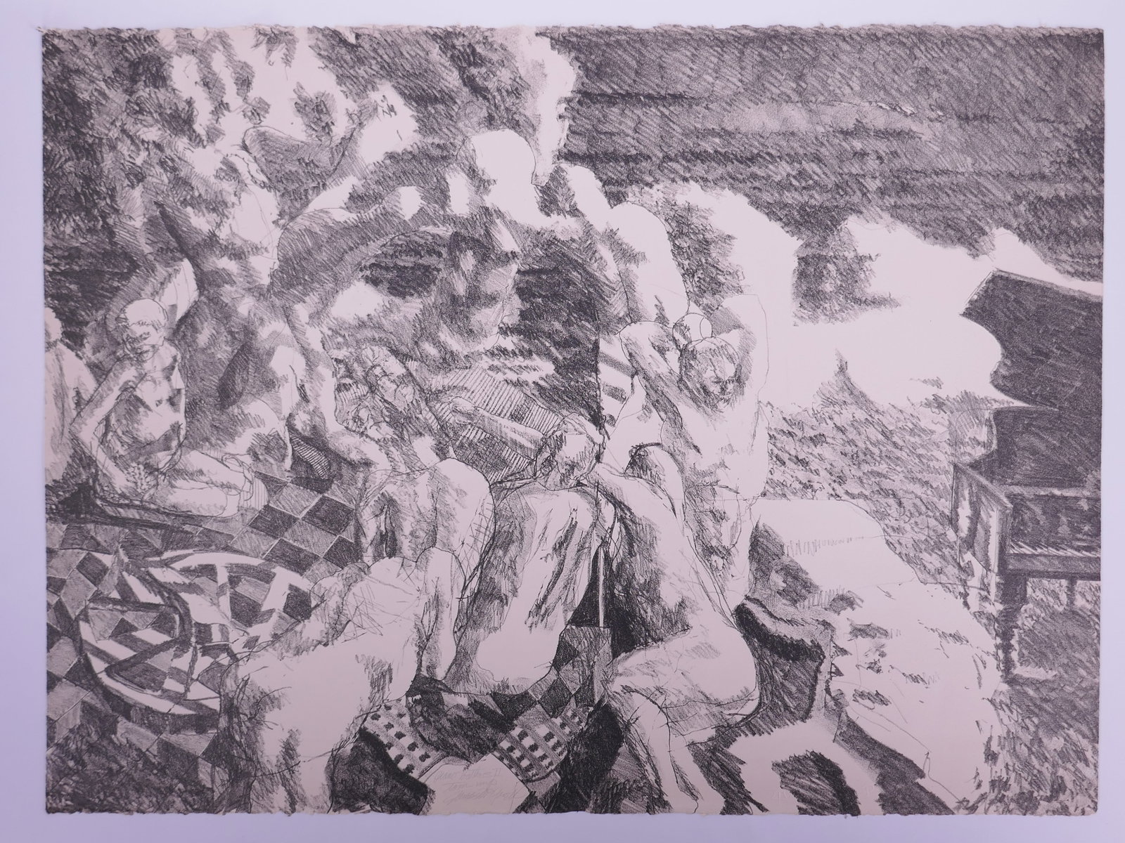 James McGarrell (American, 1930–2020), Piano Bathers II, 1962 Lithograph: James McGarrell (1930–2020) was an American painter and printmaker whose work remained rooted in the human figure during a period dominated by abstraction. Trained at Indiana University and UCLA, he