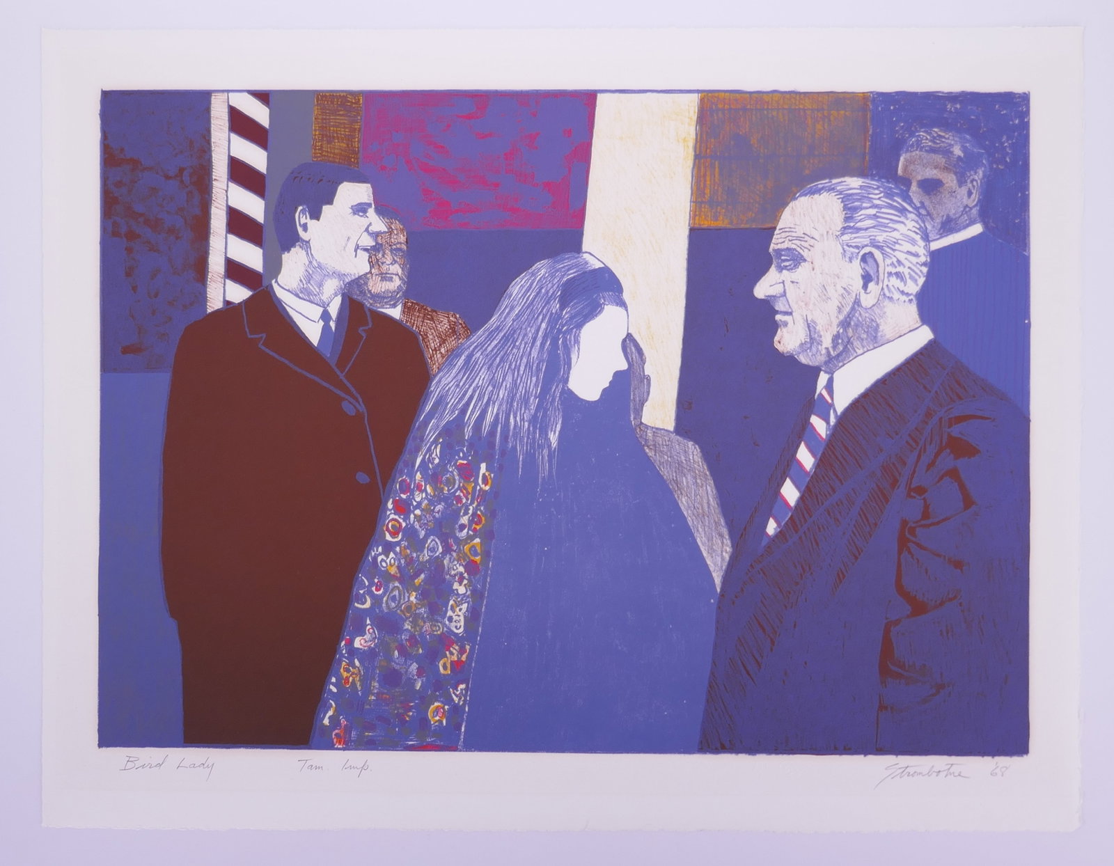 James Strombotne (American, b. 1934), Bird Lady, Recognitions VIII, 1968 Color Lithograph (1 of 20)