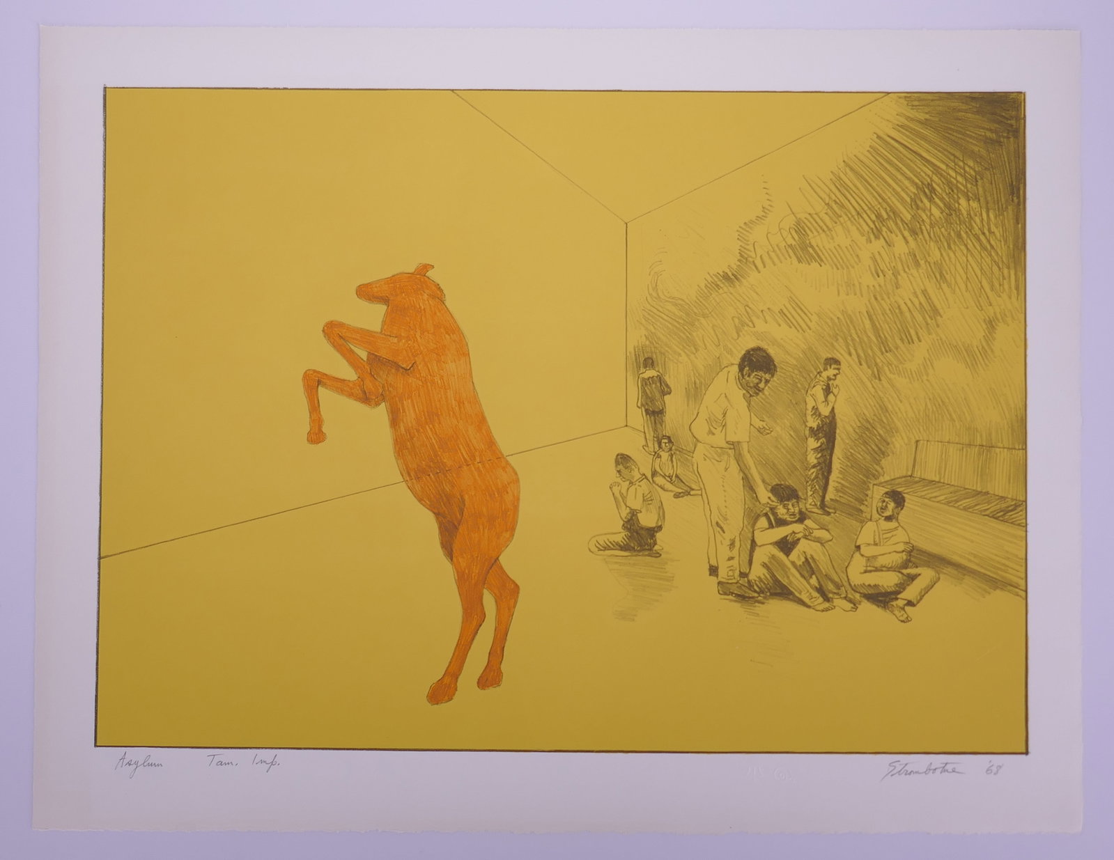 James Strombotne (American, b. 1934), Asylum, Recognitions IV, 1968 Color Lithograph (1 of 20)