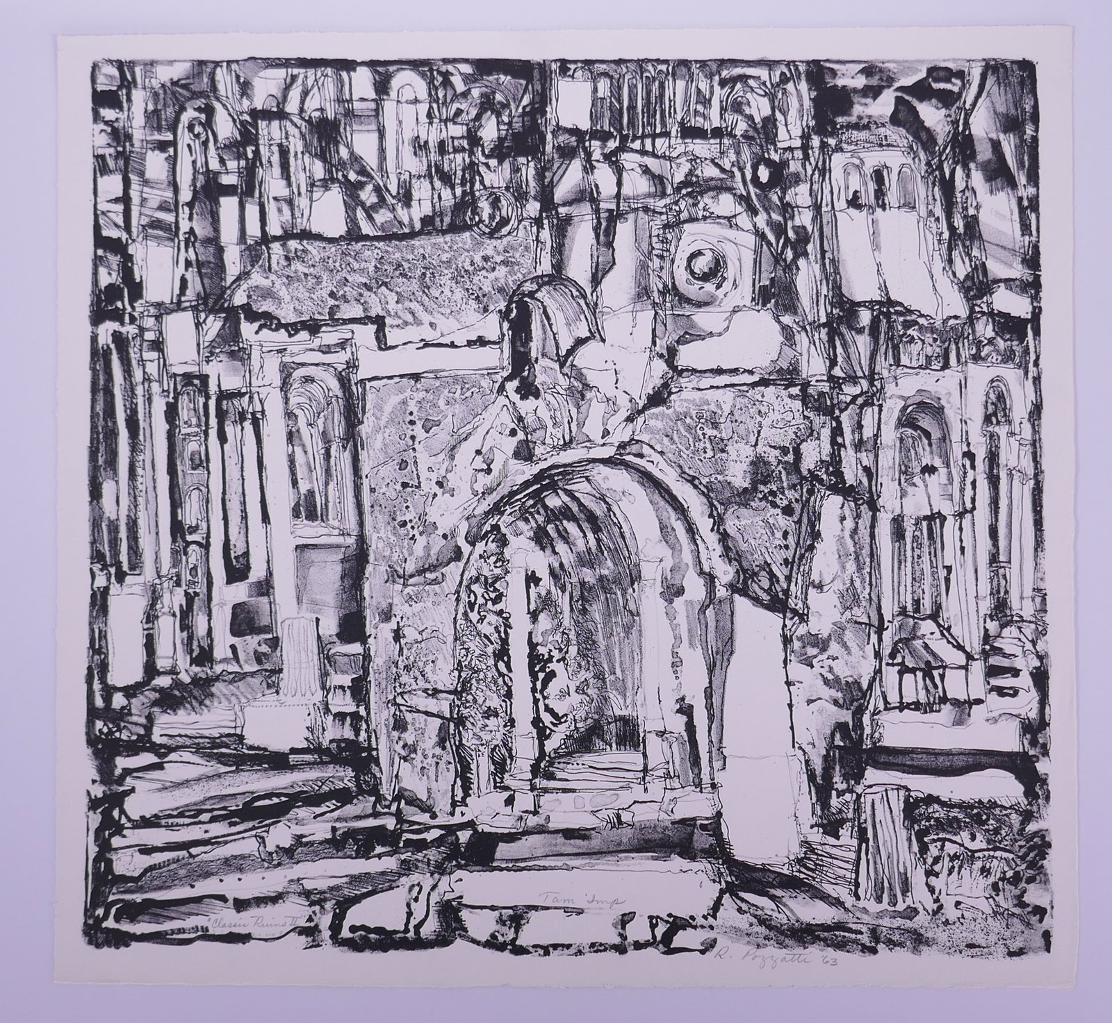 Rudy Pozzatti (American, 1925–2021), Classic Ruins II, 1963 Lithograph (1 of 20)
