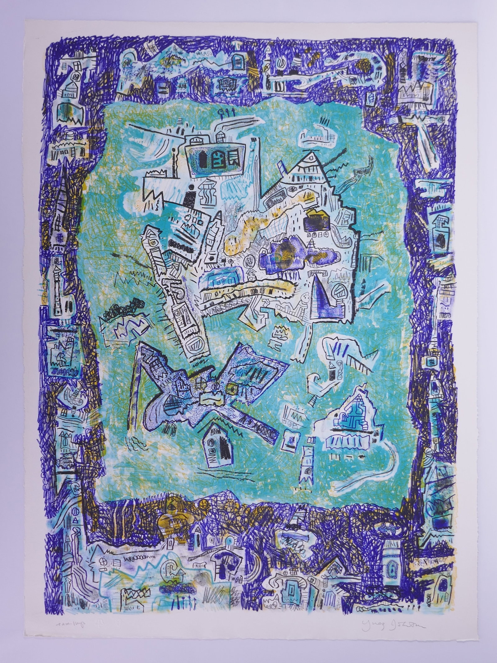 Ynez Johnston (American, 1920–2019), Untitled, The Black Pagoda III, 1966 Color Lithograph (1 of 20)