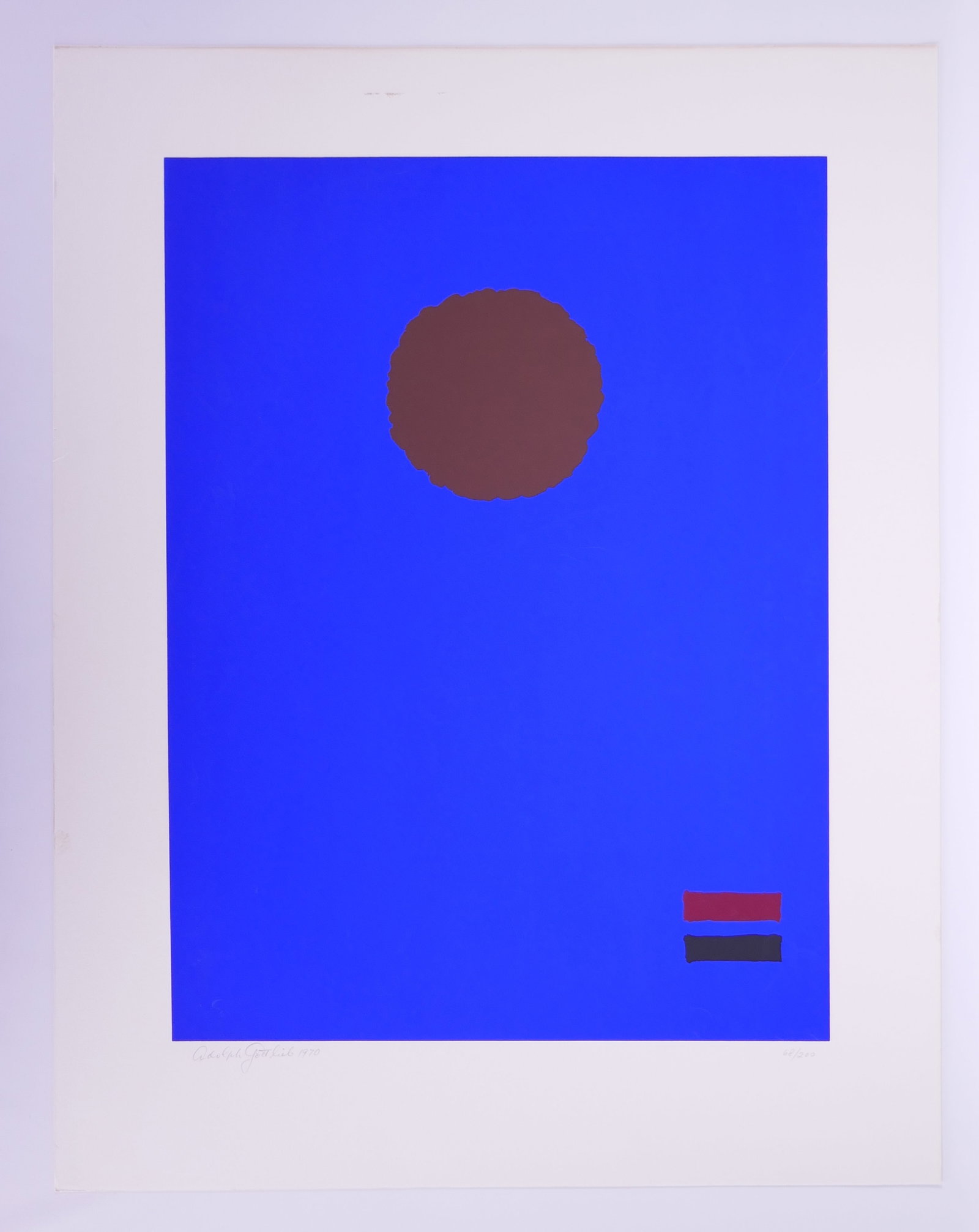 Adolph Gottlieb (American, 1903–1974), Blue Night, 1970 Color Screenprint: Adolph Gottlieb (American, 1903–1974) was a central figure in the first generation of Abstract Expressionism. During the 1940s he developed his Pictographs, arranging invented signs and archetypal f