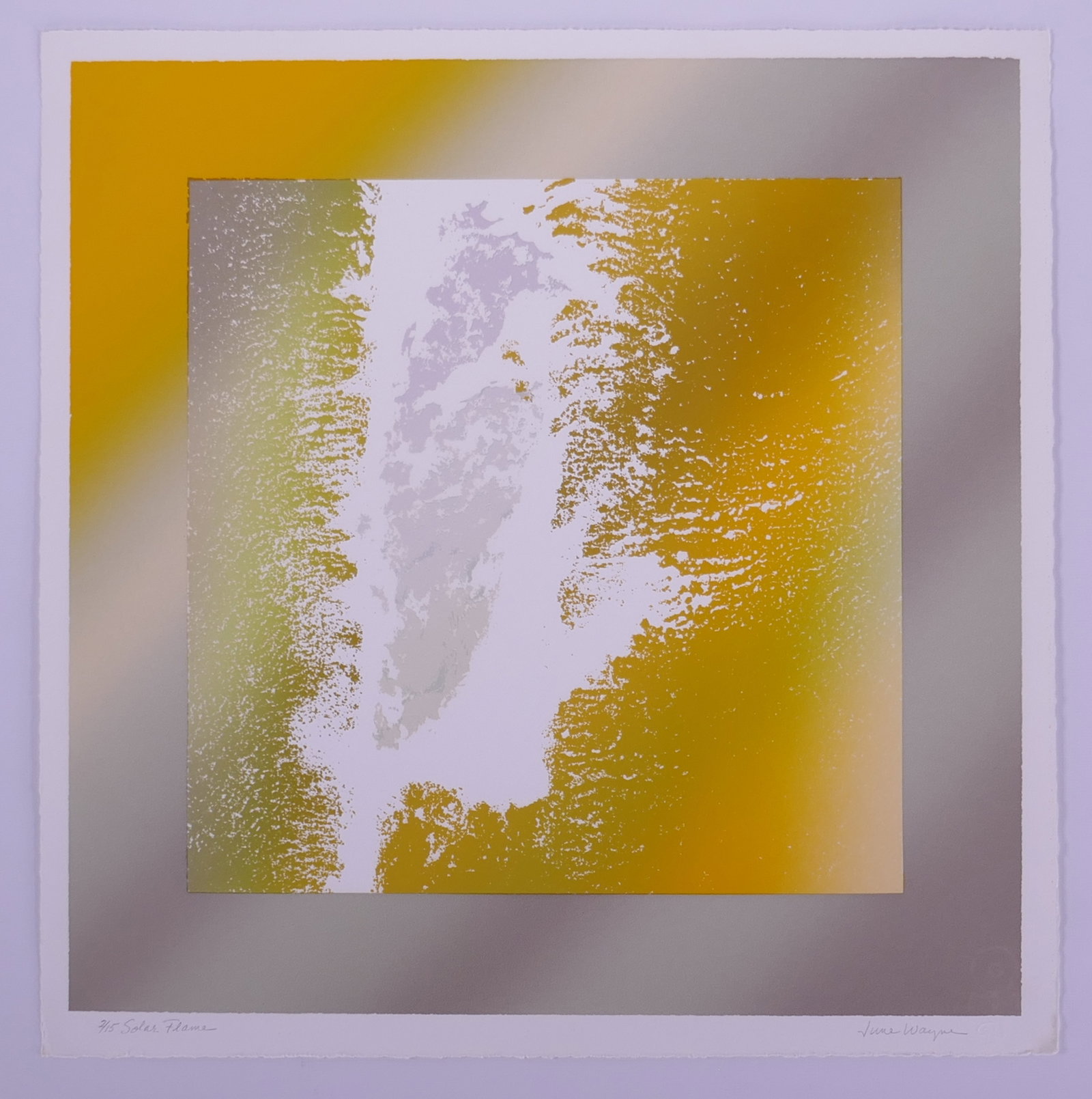 June Wayne (American, 1918–2011), Solar Flame, Solar Flares Plate I, 1981 Color Lithograph: June Wayne (American, 1918–2011) was a highly influential American printmaker, painter, designer, author, and educator best known for founding the Tamarind Lithography Workshop in Los Angeles in 196