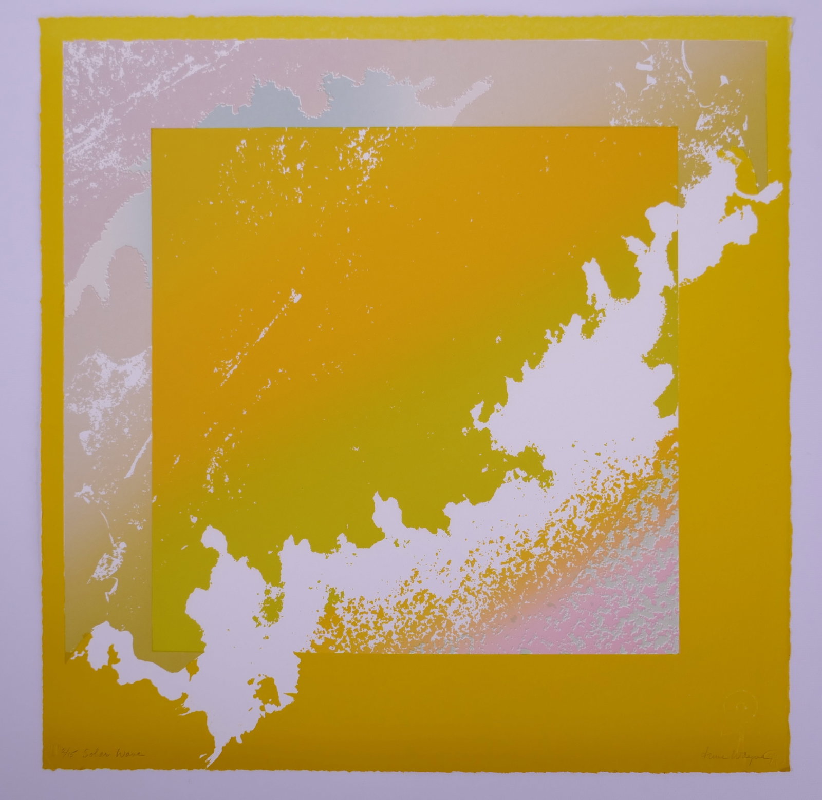 June Wayne (American, 1918–2011), Solar Wave, Solar Flares Plate IV, 1981 Color Lithograph: June Wayne (American, 1918–2011) was a highly influential American printmaker, painter, designer, author, and educator best known for founding the Tamarind Lithography Workshop in Los Angeles in 196