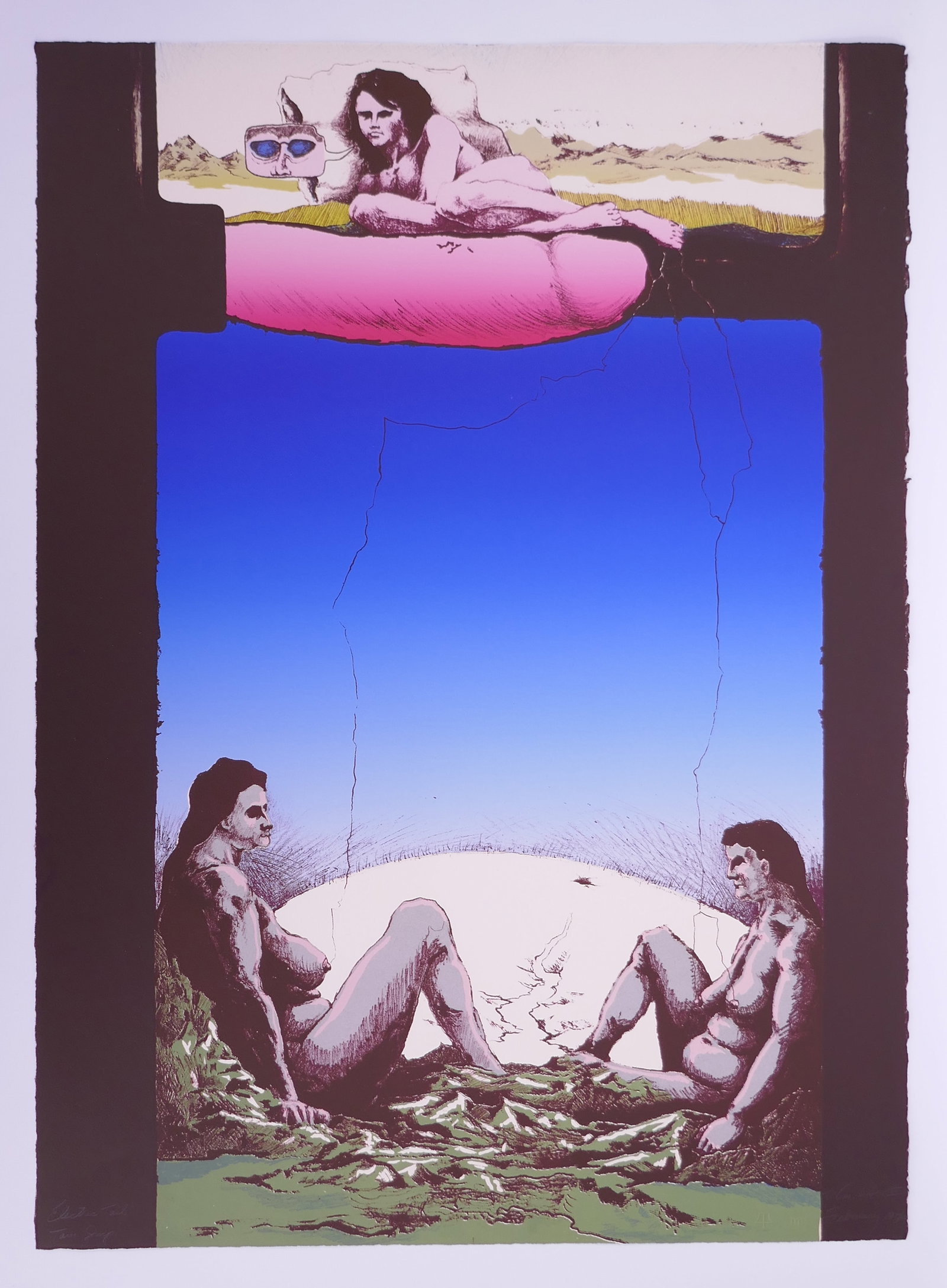 William Law III (American, born 1941), Electric Tail, 1970 Color Lithograph: William Law III (American, born 1941) is a printmaker and collaborative lithographic printer active in Los Angeles during the late 1960s and 1970s. He worked at the Tamarind Lithography Workshop near 