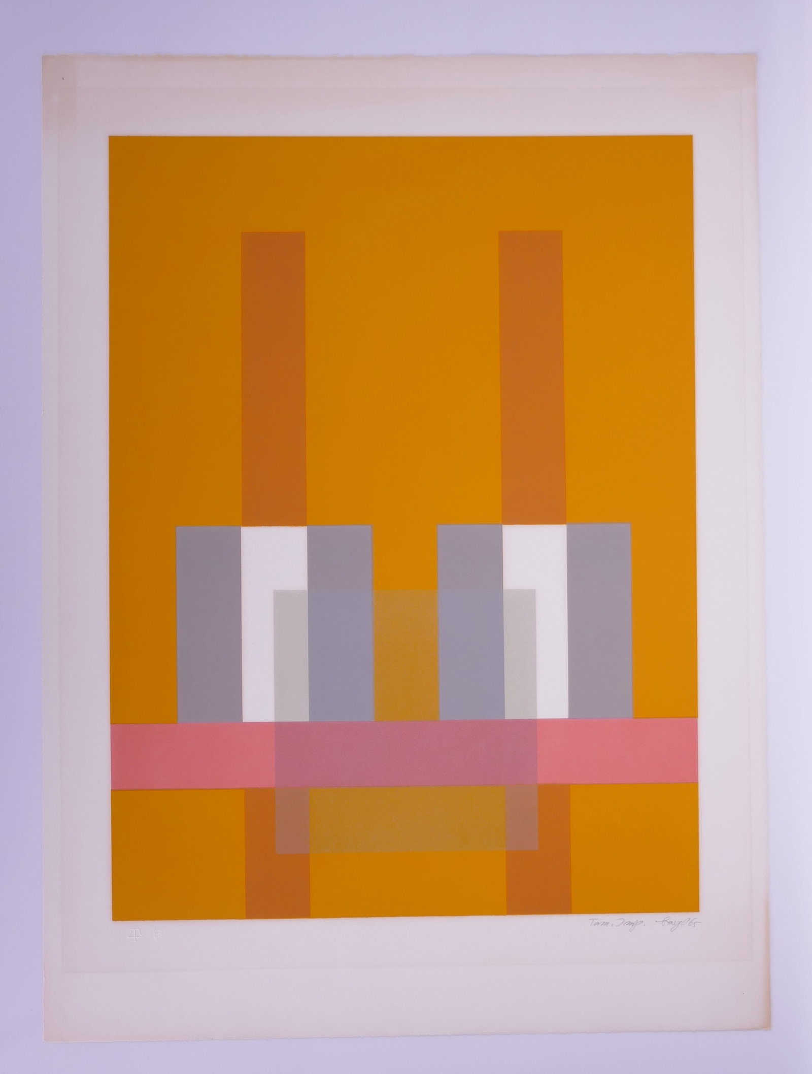 Herbert Bayer (Austrian-American, 1900–1985), Structure in Yellow, 1965 Color Lithograph: Herbert Bayer (Austrian-American, 1900–1985) was a painter, printmaker, photographer, architect, and one of the Bauhaus’s most influential designers. After studying at the school under Wassily Kan