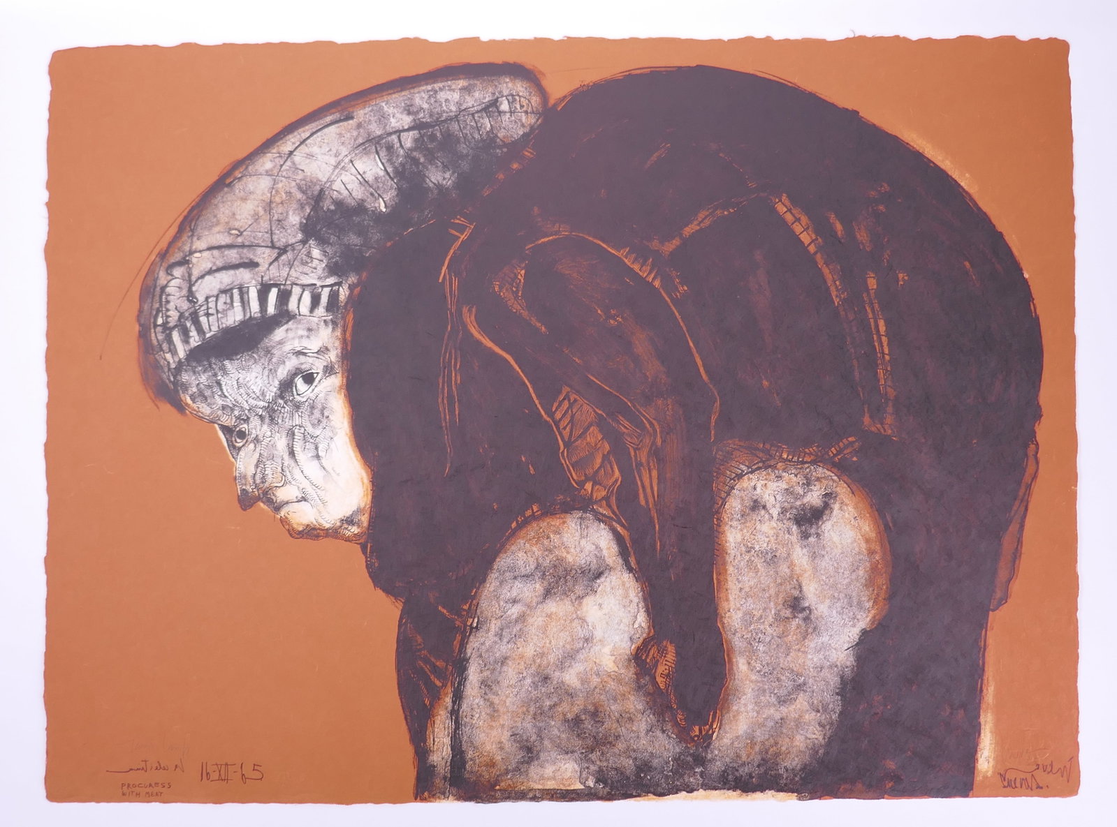 José Luis Cuevas (Mexican, 1934–2017), Procuress with Meat, Charenton XI, 1966 Lithograph: José Luis Cuevas (Mexican, 1934–2017) was a leading figure of Mexico's Generación de la Ruptura ("Breakaway Generation"), a movement that challenged the dominance of the Mexican muralist tradition