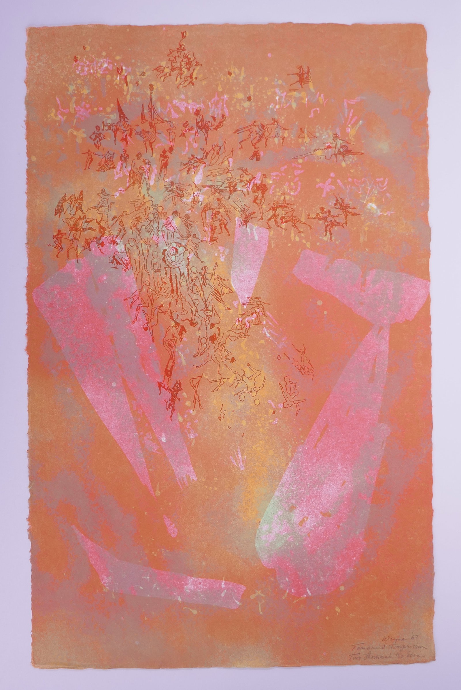 June Wayne (American, 1918–2011), Two Thousand Too Soon, 1967 Color Lithograph: June Wayne (American, 1918–2011) was a highly influential American printmaker, painter, designer, author, and educator best known for founding the Tamarind Lithography Workshop in Los Angeles in 196
