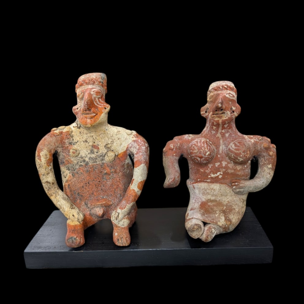 Pair of Pre-Columbian Jalisco Painted Pottery Figures (1 of 5)