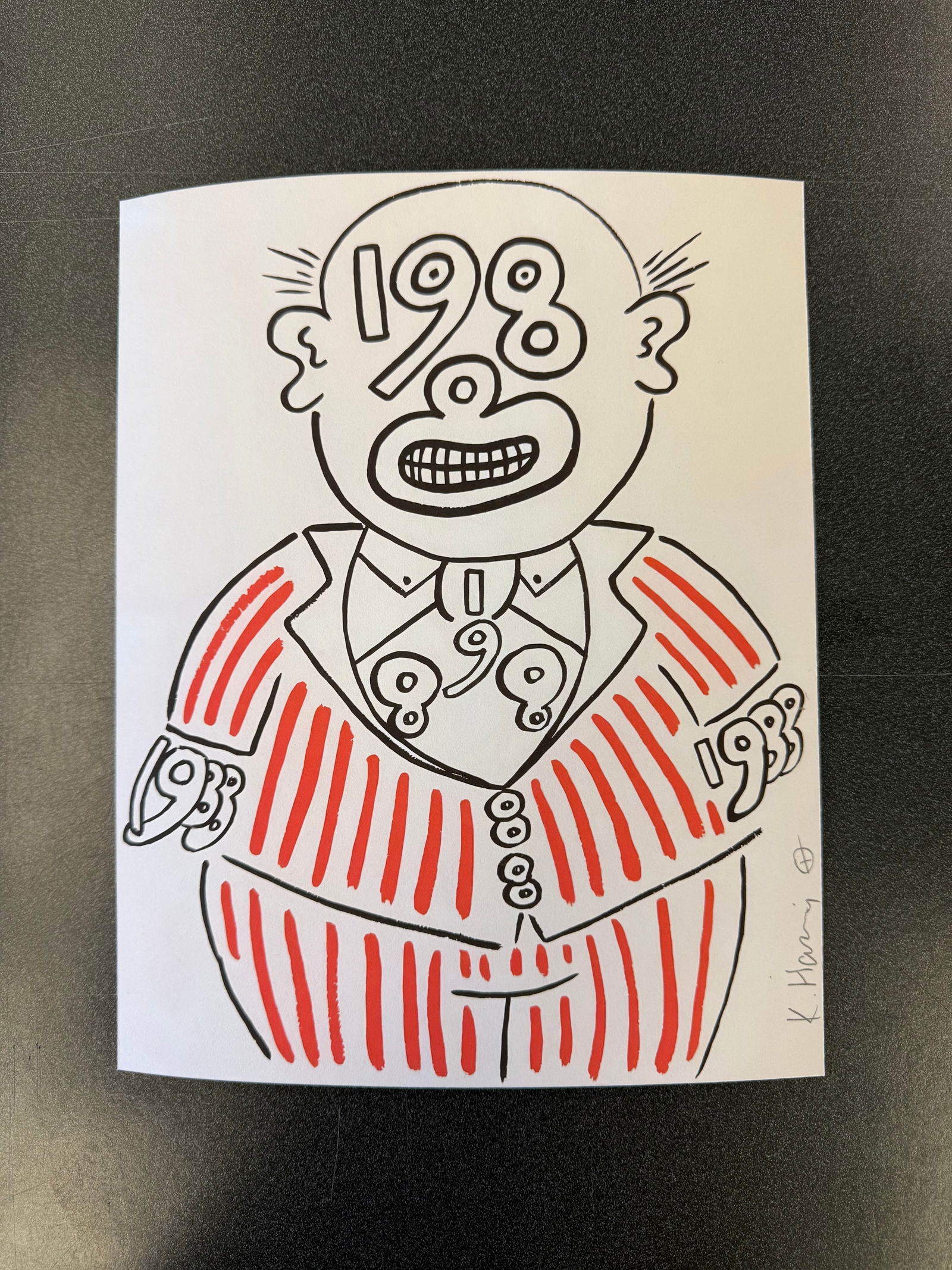 Keith Haring - 1988 Man Signed Print: Keith Haring - 1988 Man, Print on wove paper, Measures 10.125 X 8.125 Inches. Signed and numbered.