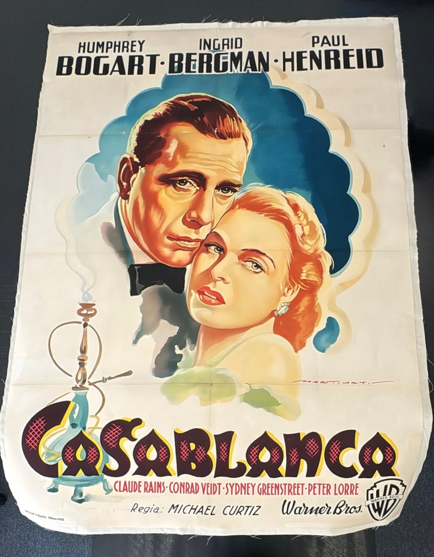 Casablanca Movie Poster: Casablanca Movie Poster - Measures 55 X 39 In, print on archival quality paper, Backed by linen, Print Date Uknown