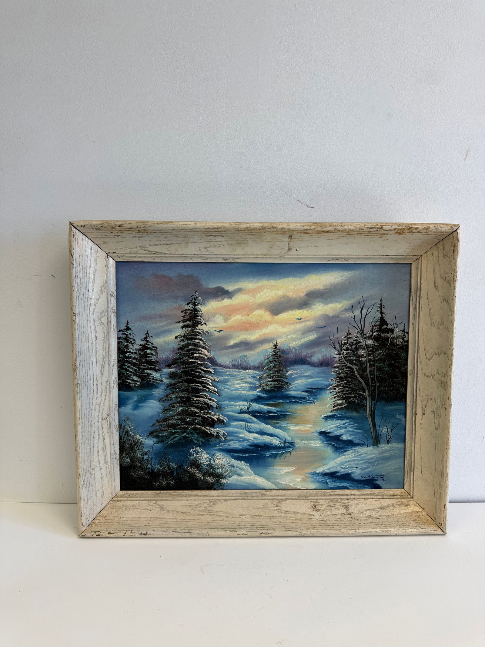 G.J.Stegman "Winter Sunset" 1981: G.J.Stegman "Winter Sunset" 1981 oil on canvas, measures 20 X 16