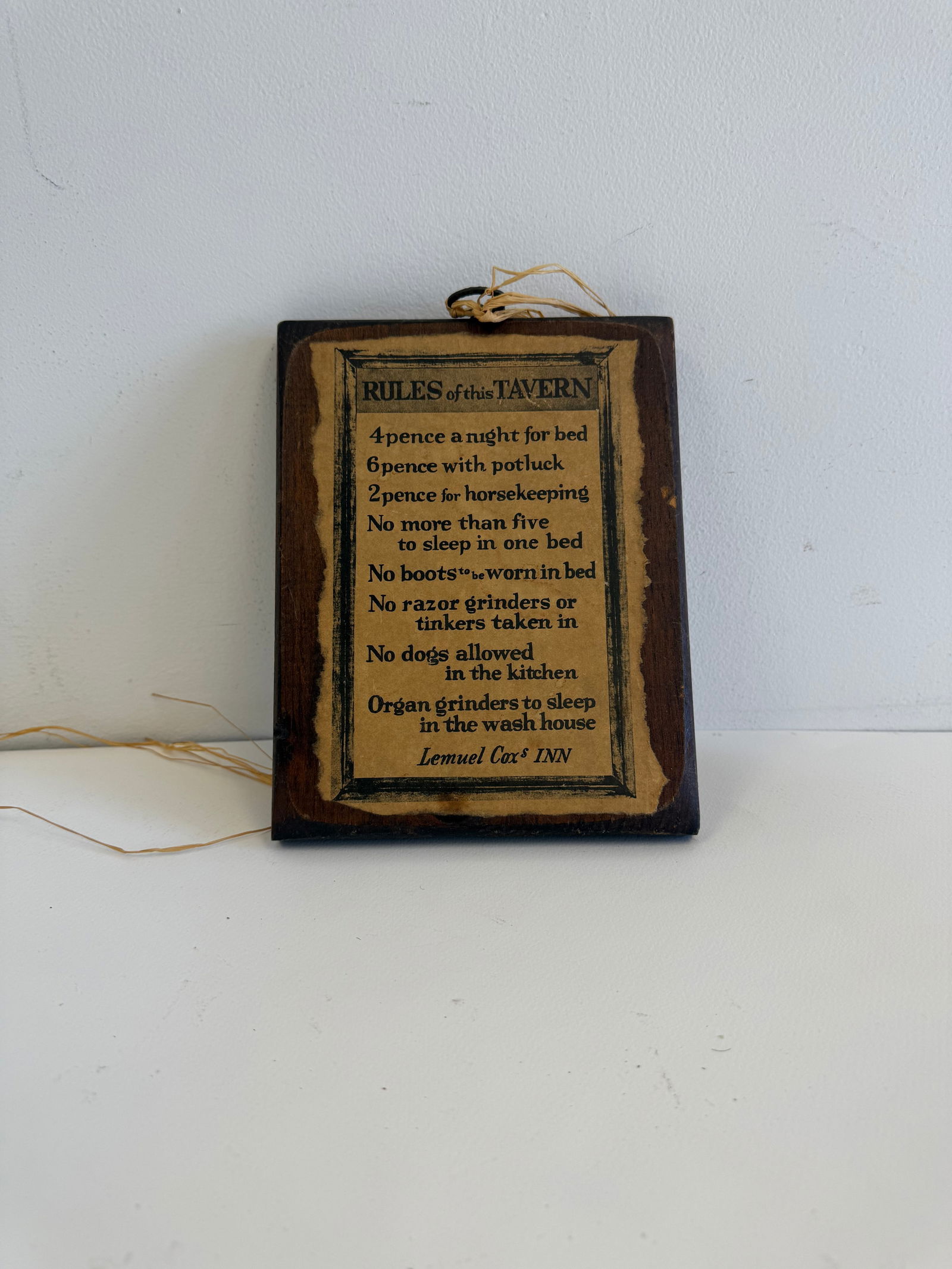 Antique Wooden Rules of the Tavern: Antique Wooden Rules of the Tavern