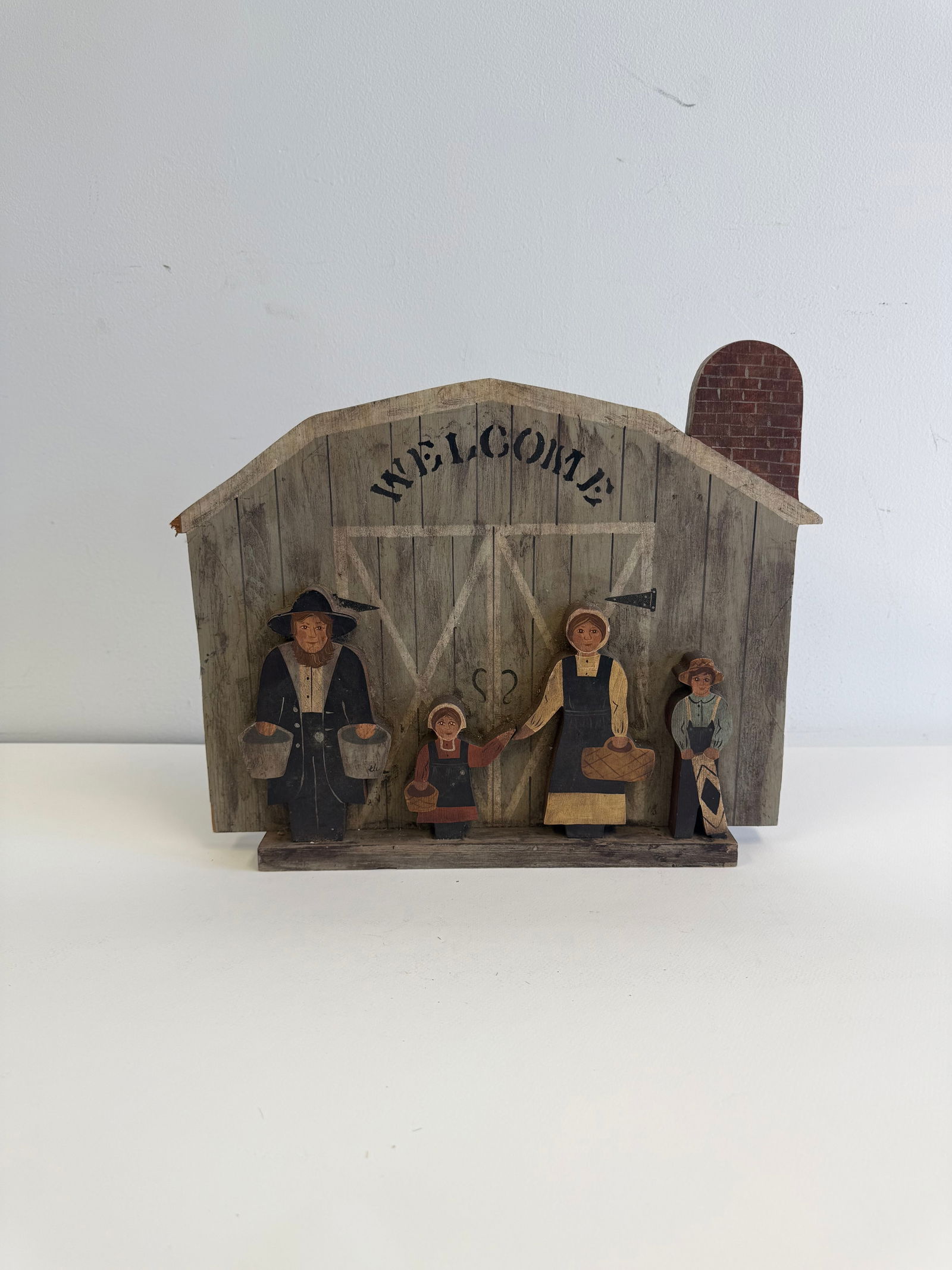 Antique wooden Welcome Figurine: Antique wooden Welcome Figurine