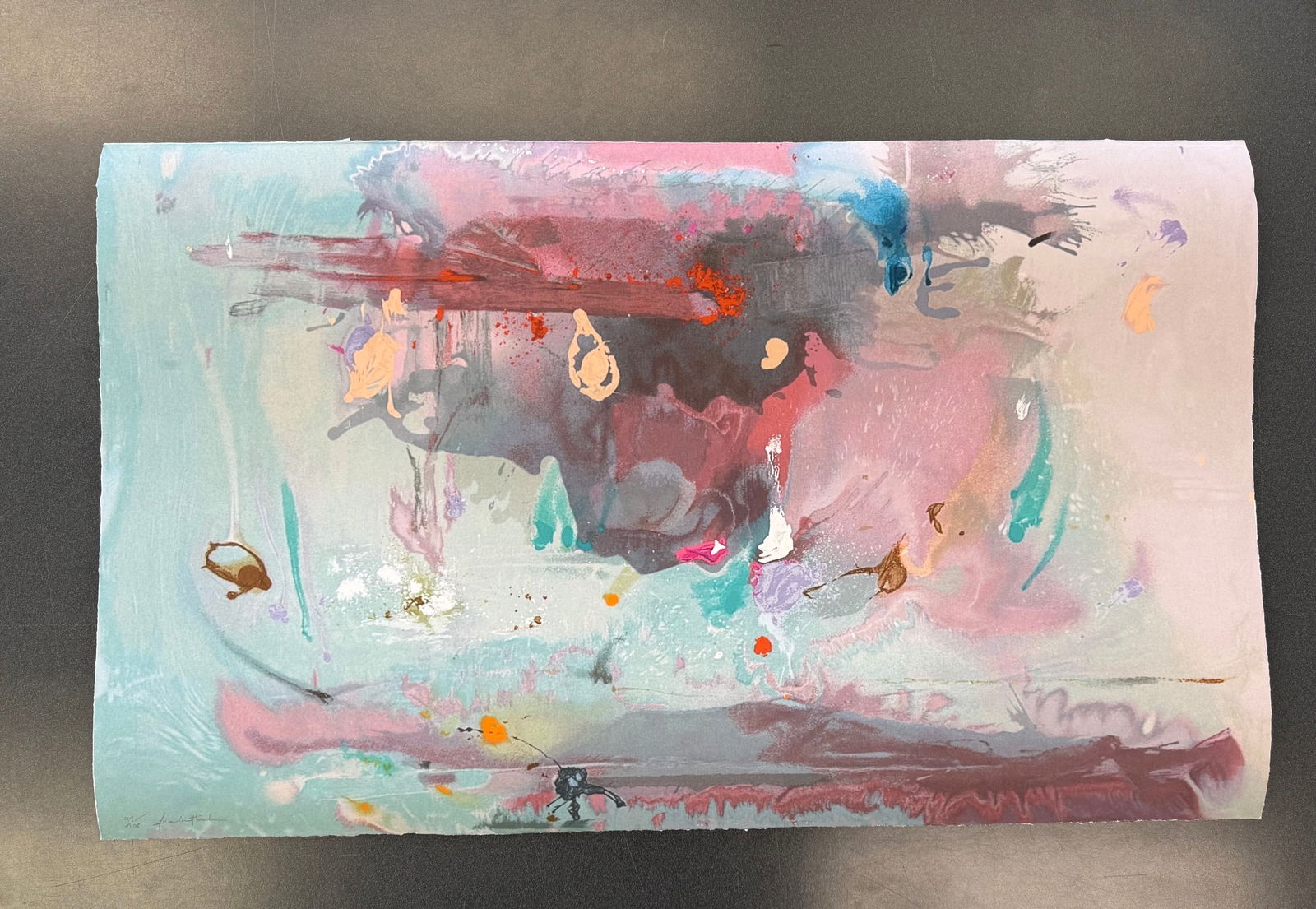 HELEN FRANKENTHALER (1928-2011) Grey Fireworks: HELEN FRANKENTHALER (1928-2011) Grey Fireworks, Print in colors, on somerset woven paper, 2000, signed in the plate, the full sheet, in very good condition, deckled edges, Measures 28 X 46 in