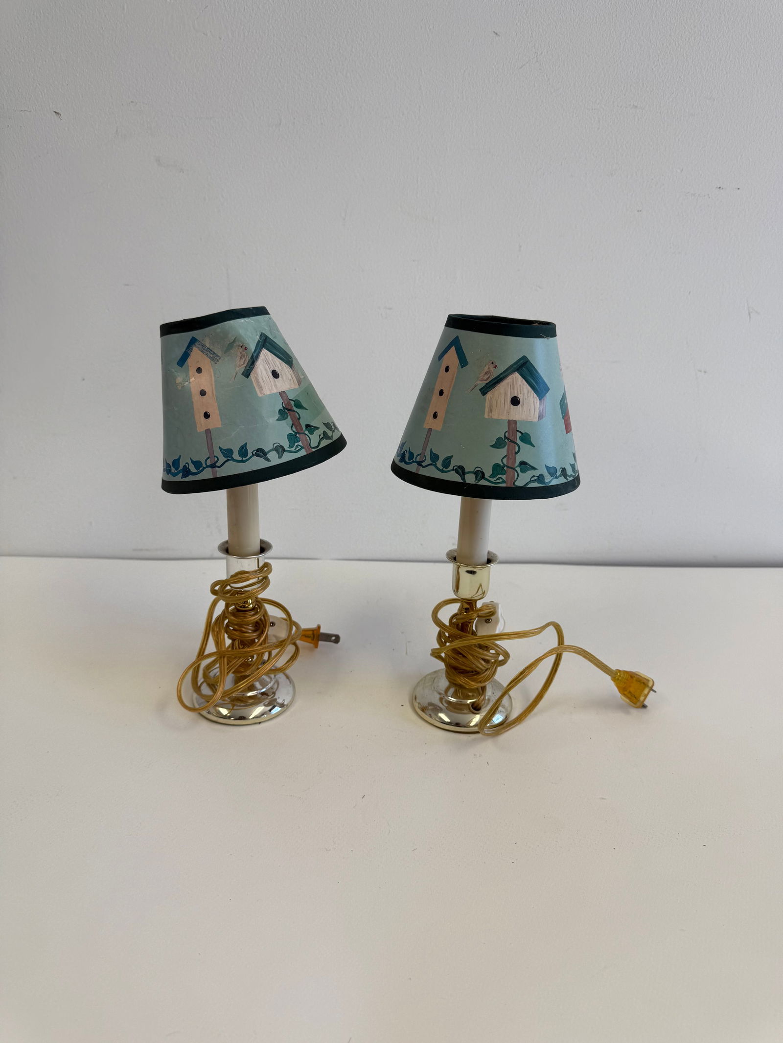 Two Candlesticks with green bulb: Two Candlesticks with Green Bulbs