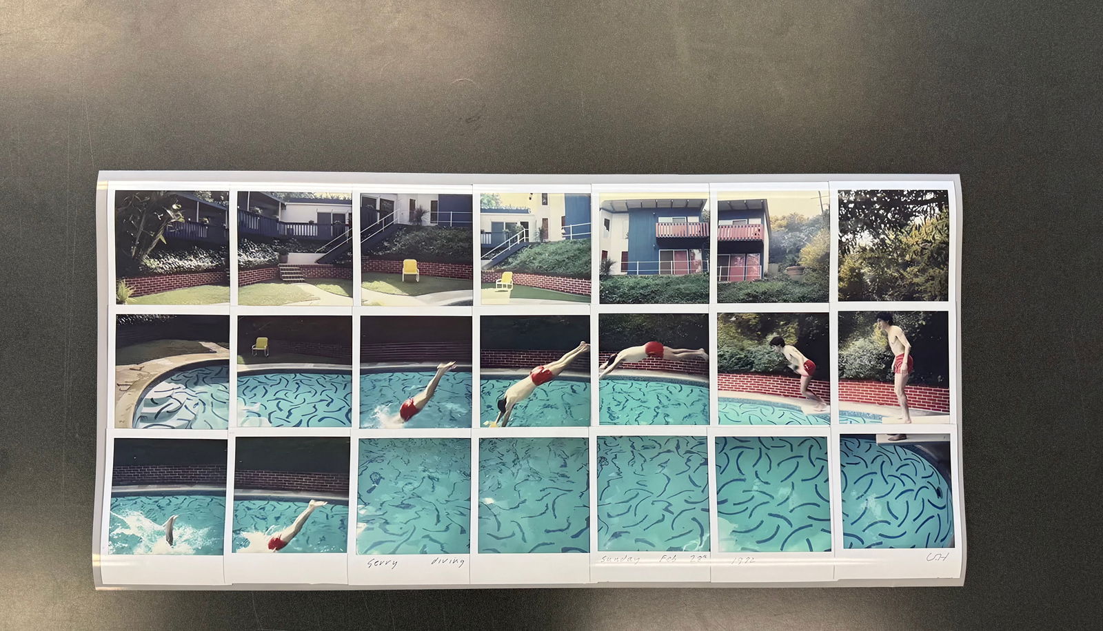 David Hockney "Jerry Diving" Photo Print: David Hockney "Jerry Diving" Photo Print, Measures 19.75 x 41 in, signed in the plate