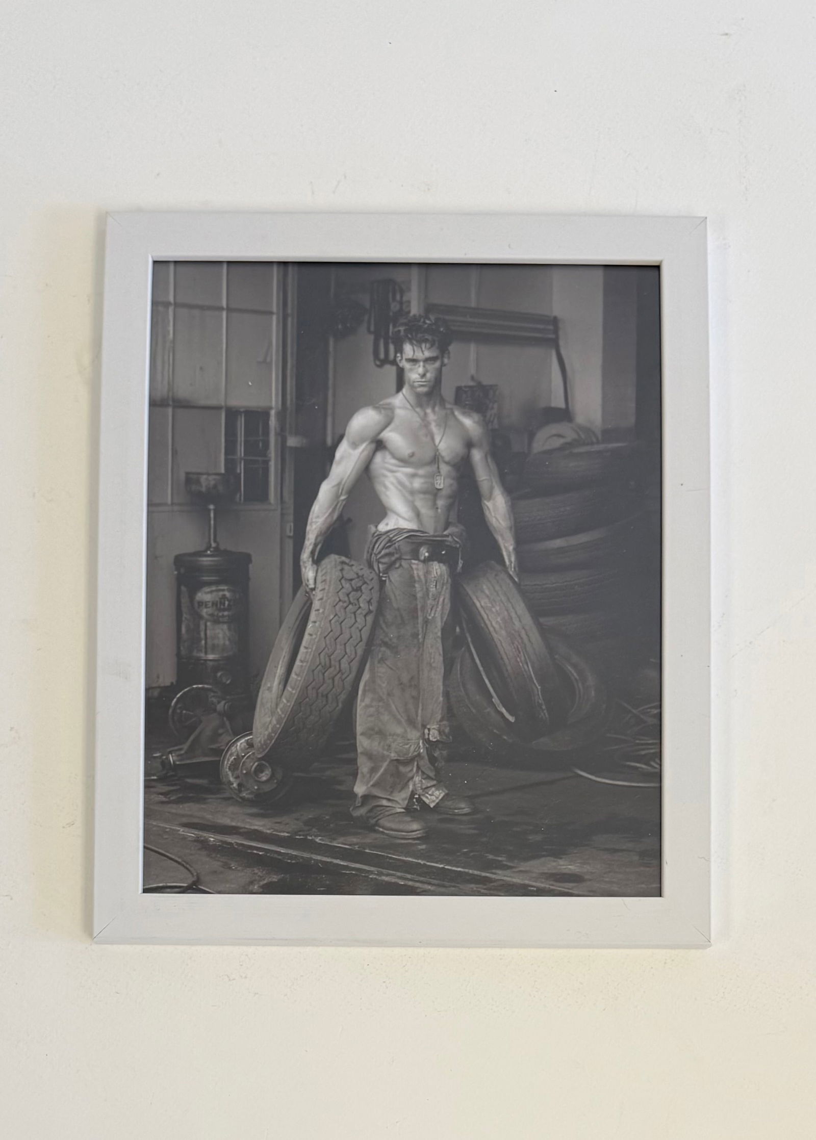 Herb Ritts "Fred with Tires, LA, 1984": Herb Ritts "Fred with Tires, LA, 1984" Photo Print on high gloss Kodak paper, Measures: 8 x 10 inches.