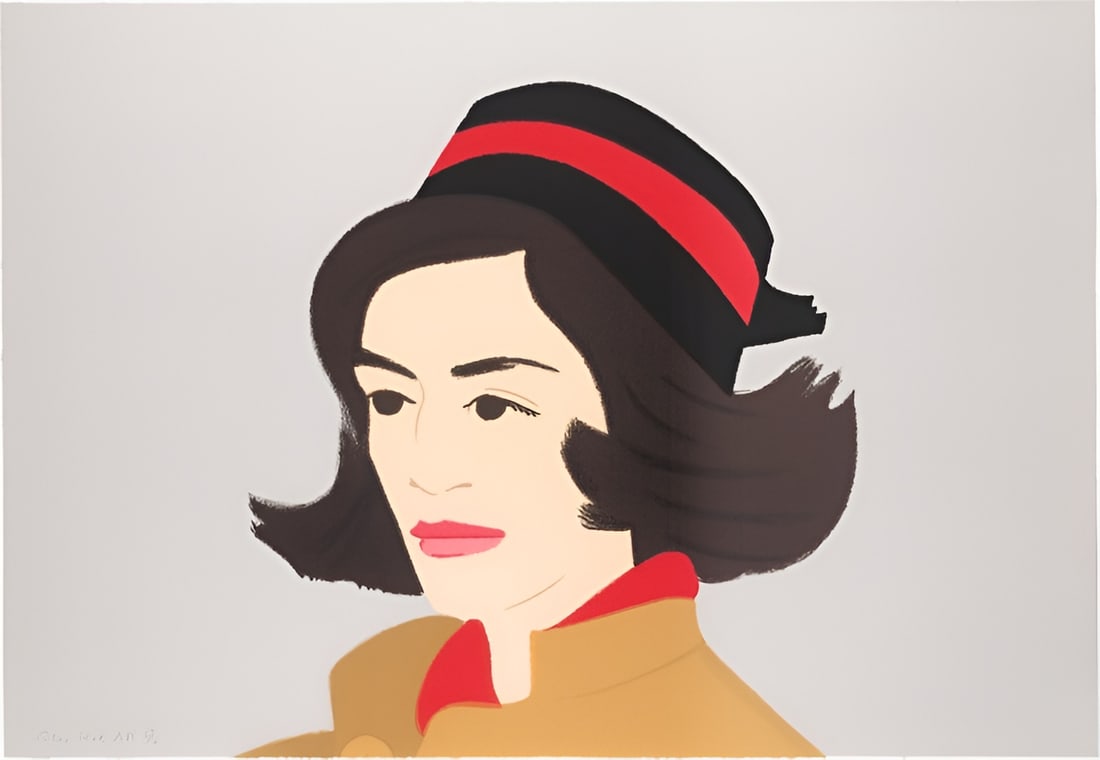 Alex Katz (Ada in Hat, 1990) signed: Alex Katz (Ada in Hat, 1990) signed and numbered lower left hand corner. This item is on Arches paper, unknown print date. Measures H 26 X W 36 in. Print Date Unknown.