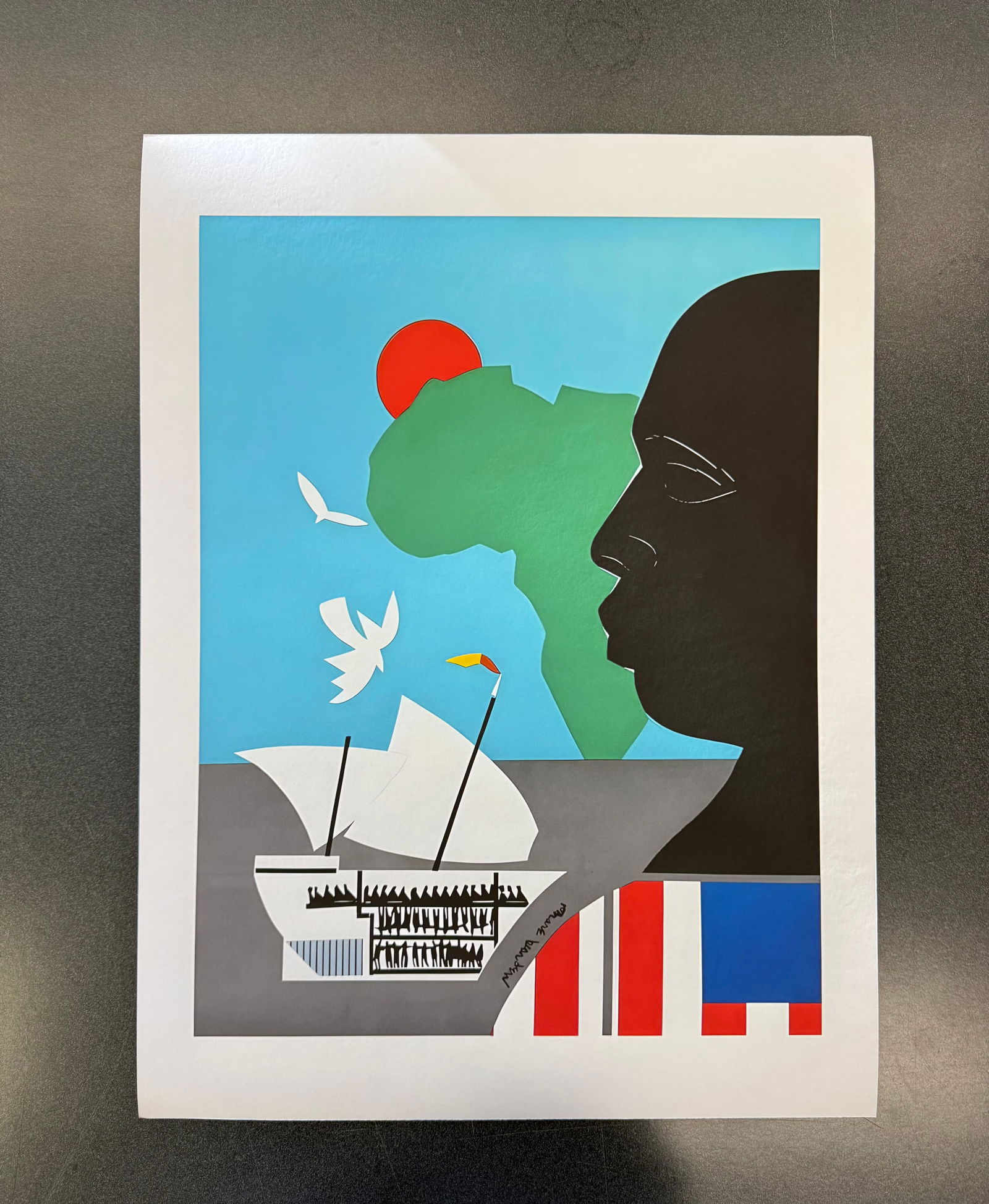 Romare Bearden, 1911-1988, Roots lithograph: Romare Bearden, 1911-1988, Roots color lithograph (Poster for T.V. Guide cover) 24X 18 In. (full margins) Unsigned Artist's proof aside from the editionof 150. Print date unknown