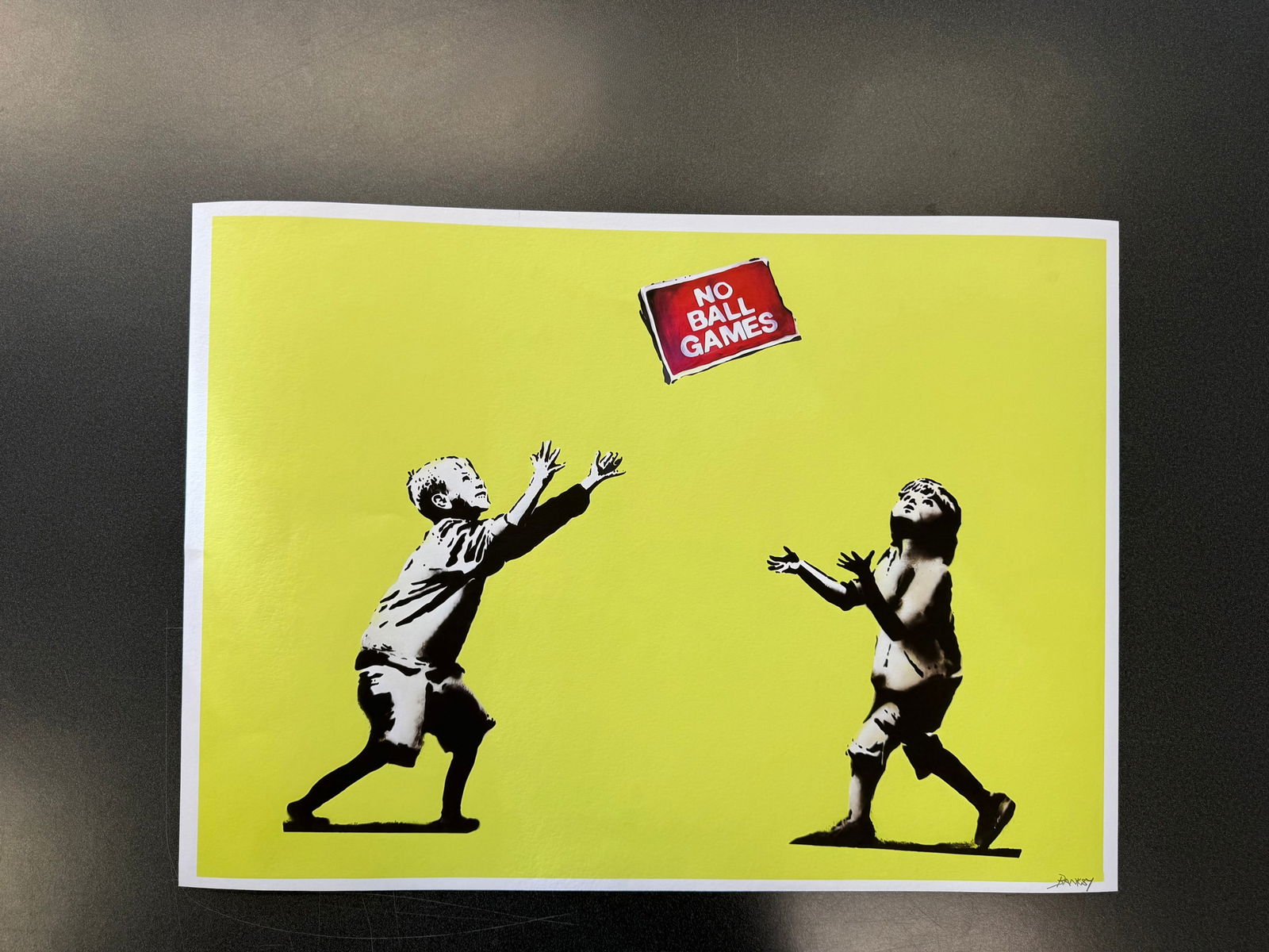 Banksy "No Ball Games": Banksy "No Ball Games" offset lithograph on Heavy wove paper pencil signed and numbered lower right, measures approx 27.50 X 20 in