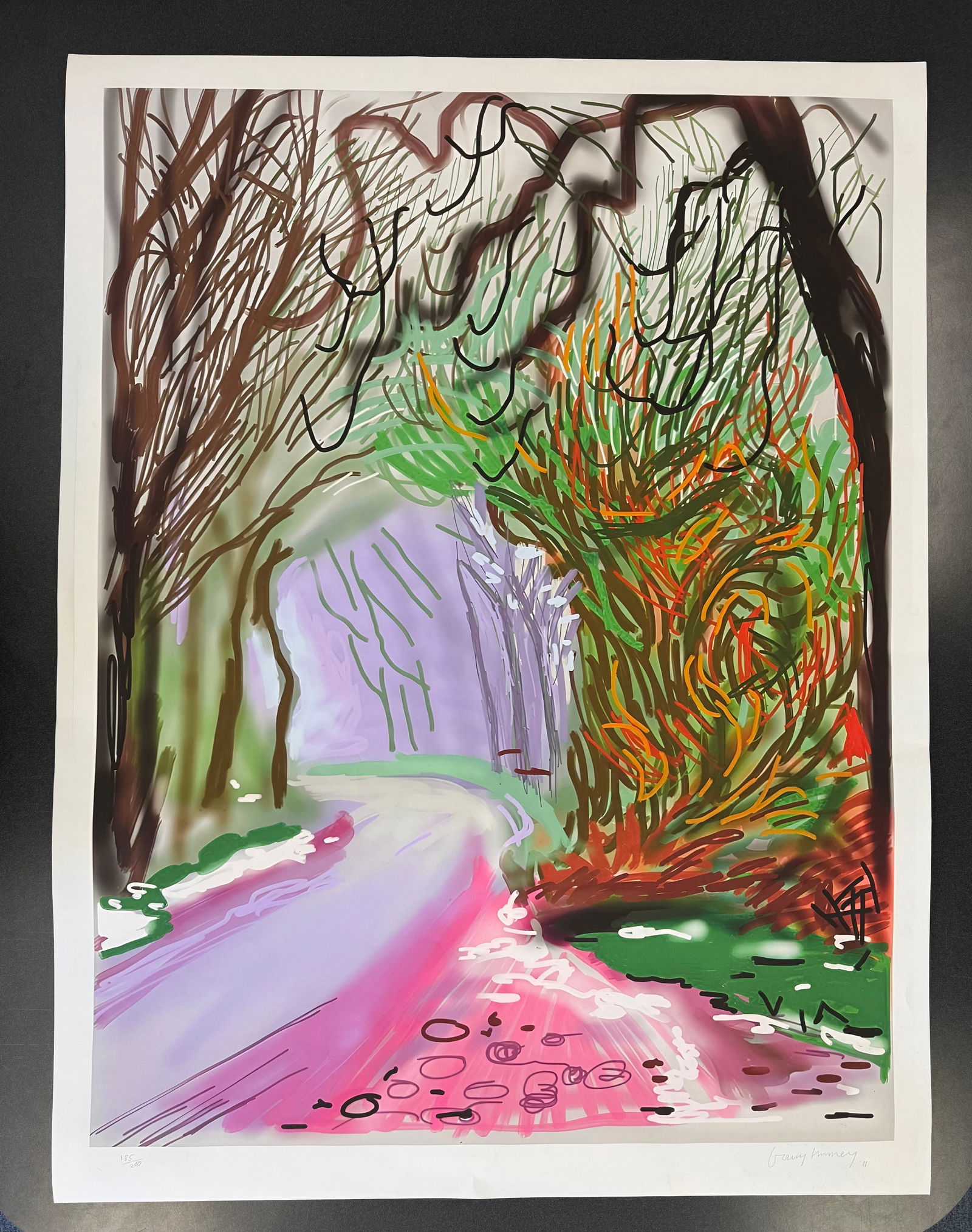 David Hockney, The Arrival of Spring in Woldgate, (iPad drawing)East Yorkshire in 2011: David Hockney, (iPad Drawing)The Arrival of Spring in Woldgate, East Yorkshire in 2011. iPad drawing produced as large scale archival pigent prints (inkjet prints) on high quality cotton-fibre