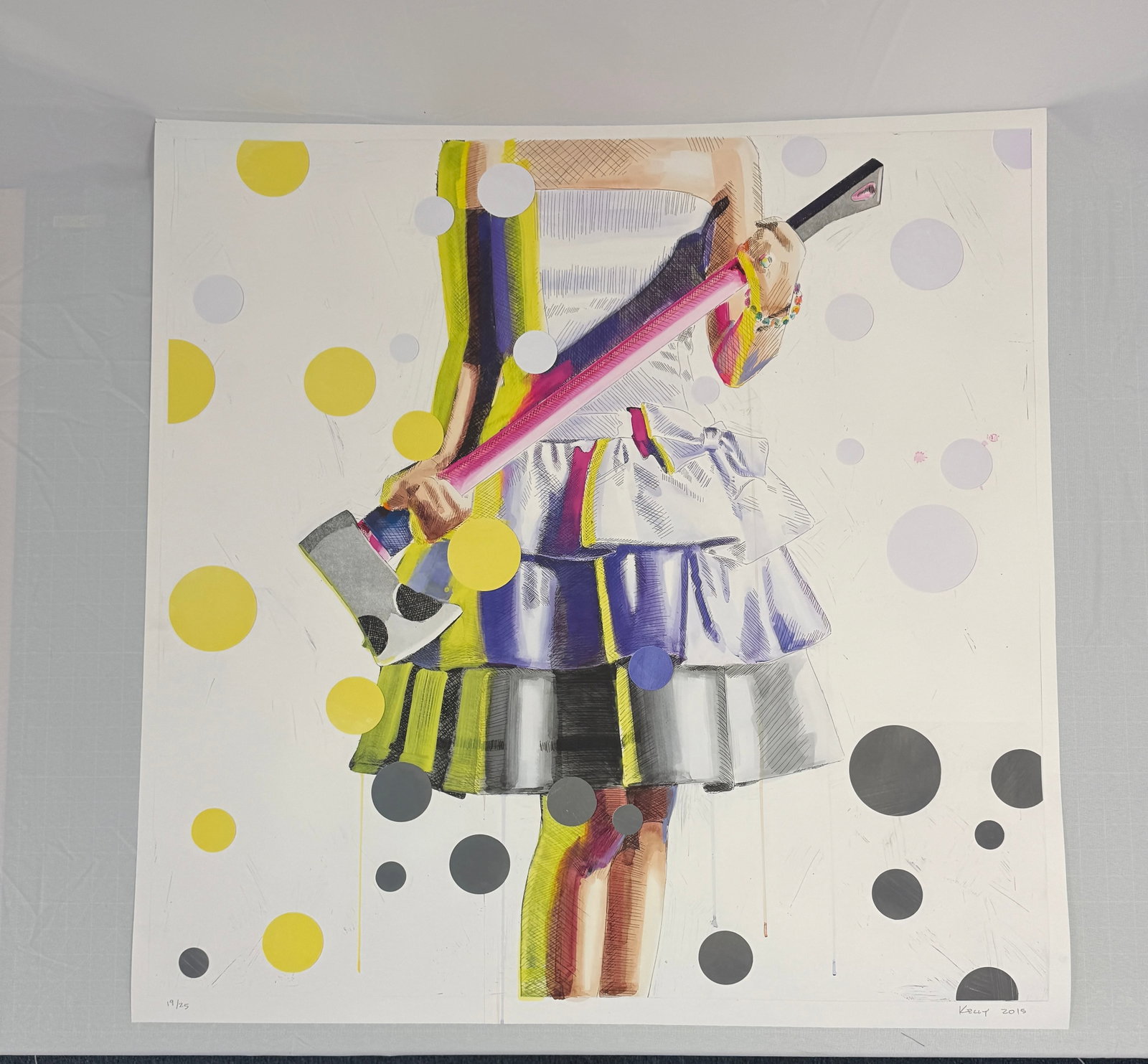 Kelly Reemsten "Birthday Girl, 2015" Print Sold After: Kelly Reemsten "Birthday Girl" Offset Lithograph on heavy wove paper, Measures 36x27 inches. This item is being sold as (after). These are part of the estate sale and we do not have a COA.This