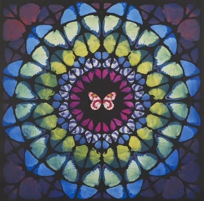 Damien Hirst "Spire" Sold After: Damien Hirst "Spire", Offset Lithograph on heavy wove paper, measures 39 in x 38.5 in, unknown print date, Sold After as These are part of the estate sale and we do not have a COA. This Lithograph doe