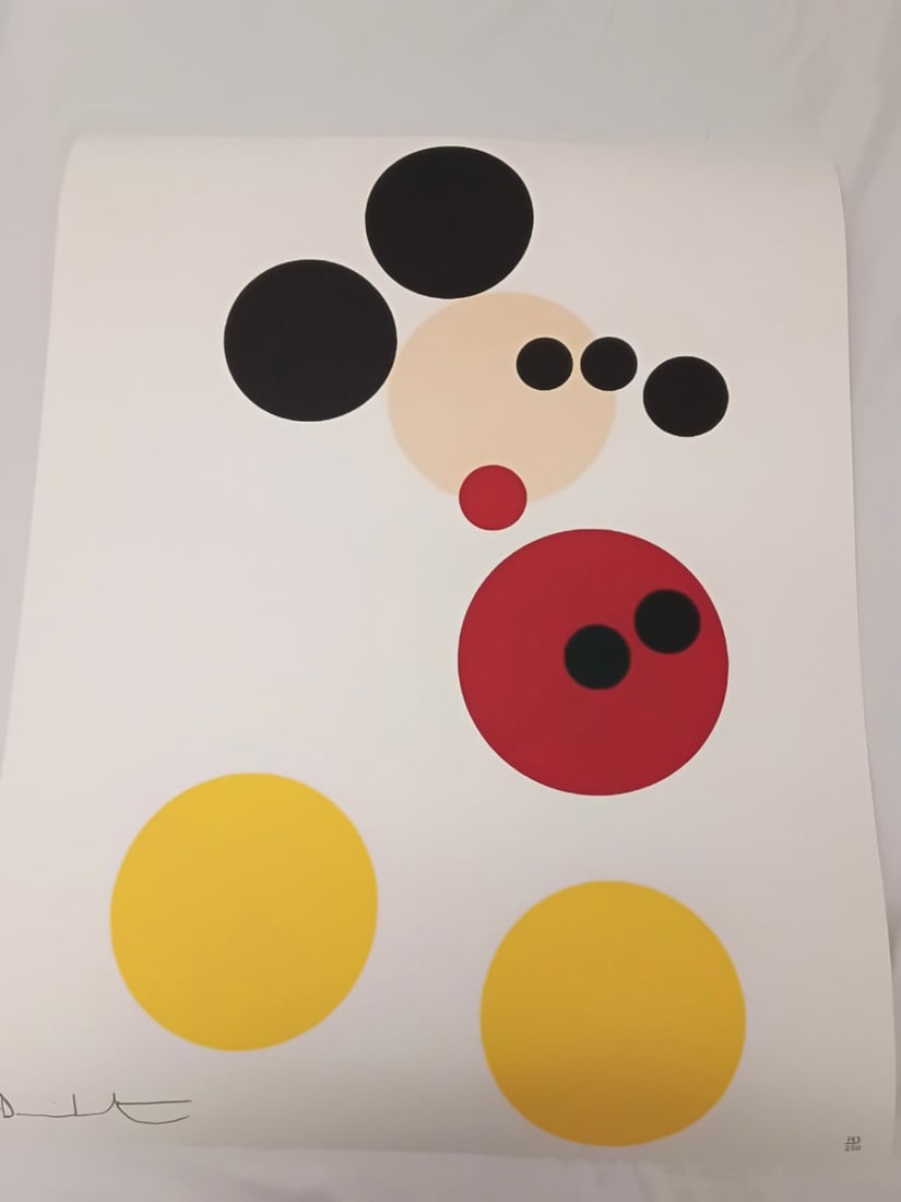 Damian Hirst "Mickey (White)" Offset Lithograph Sold After: Damian Hirst "Mickey (White)", on heavy wove paper, measures approx 34.5x27.5 inches. Unknown print date. Sold After as These are part of the estate sale and we do not have a COA. This Lithograph does