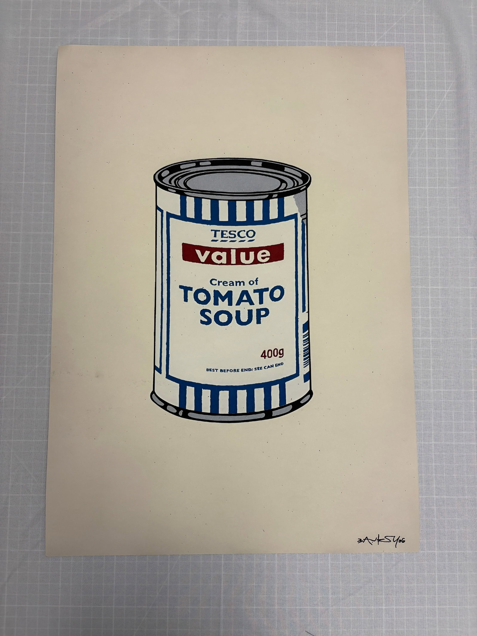 Banksy "Soup Can" Sold after: Banksy "Soup Can", On Arches Cover paper, measures 13.75 X 19.75 inches, Sold After as These are part of the estate sale and we do not have a COA. This Lithograph does not carry established document p