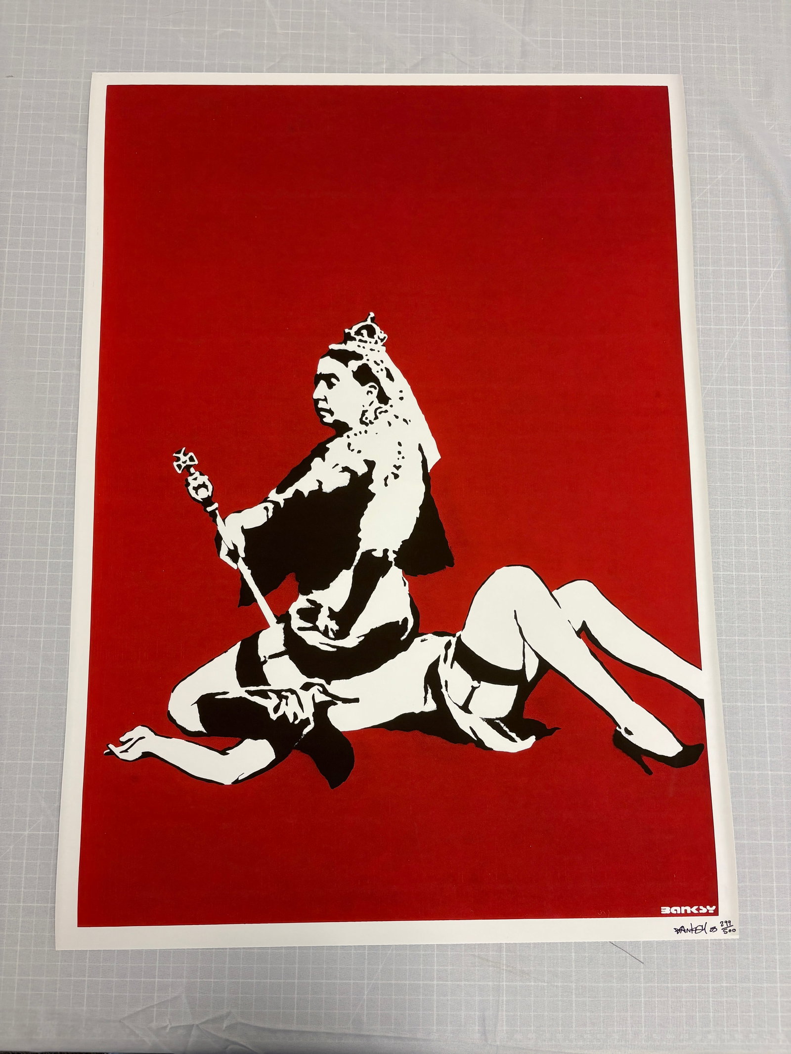Banksy "Queen Victoria" Sold After: Banksy "Queen Victoria", Print on arches paper, measures 19.5 X 27.5 inches, Sold After as These are part of the estate sale and we do not have a COA. This Lithograph does not carry established
