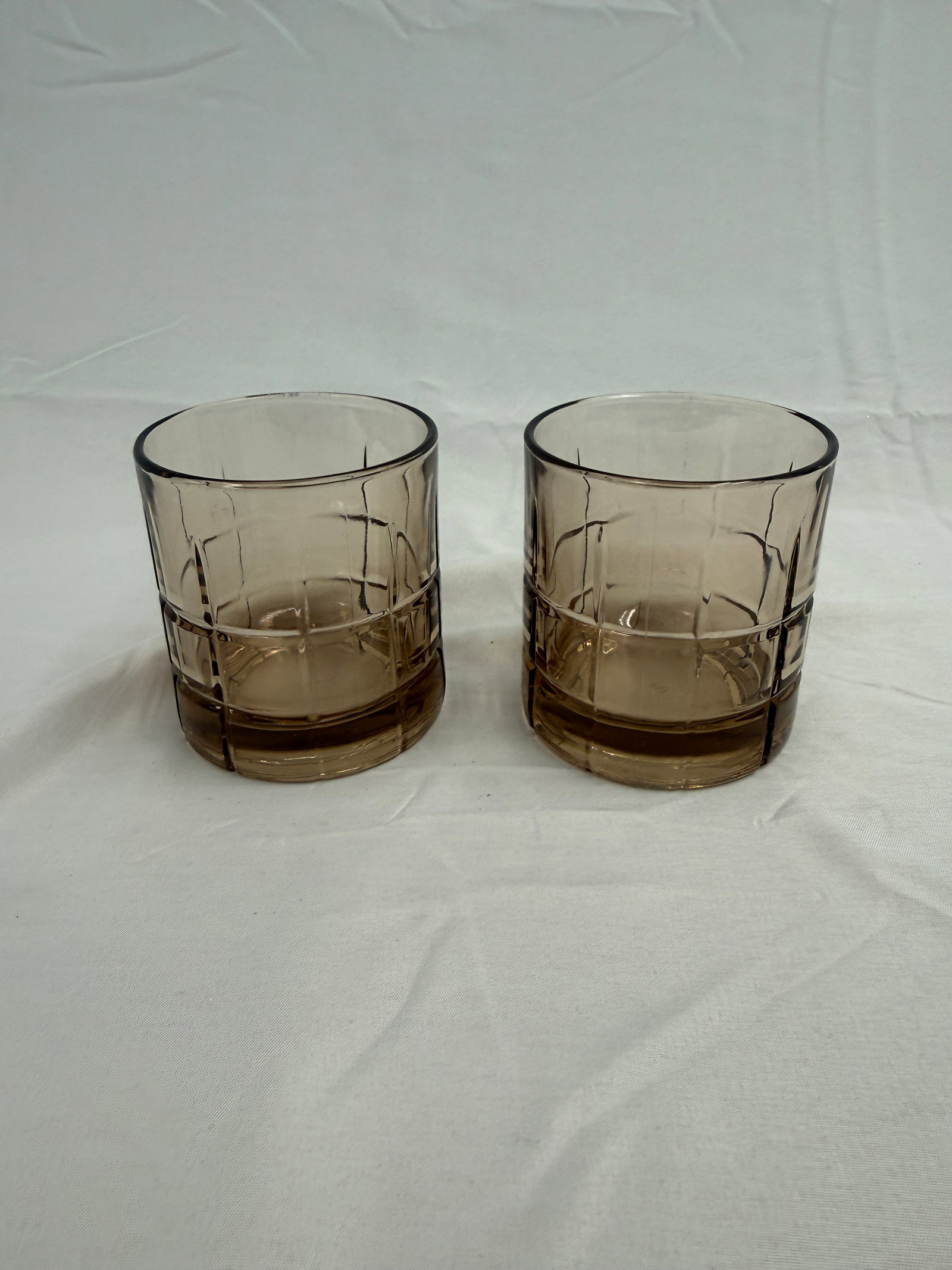 2-Vintage Anchor Hocking Manchester "Tartan" lowball glasses: 2-Vintage Anchor Hocking Manchester "Tartan" lowball glasses