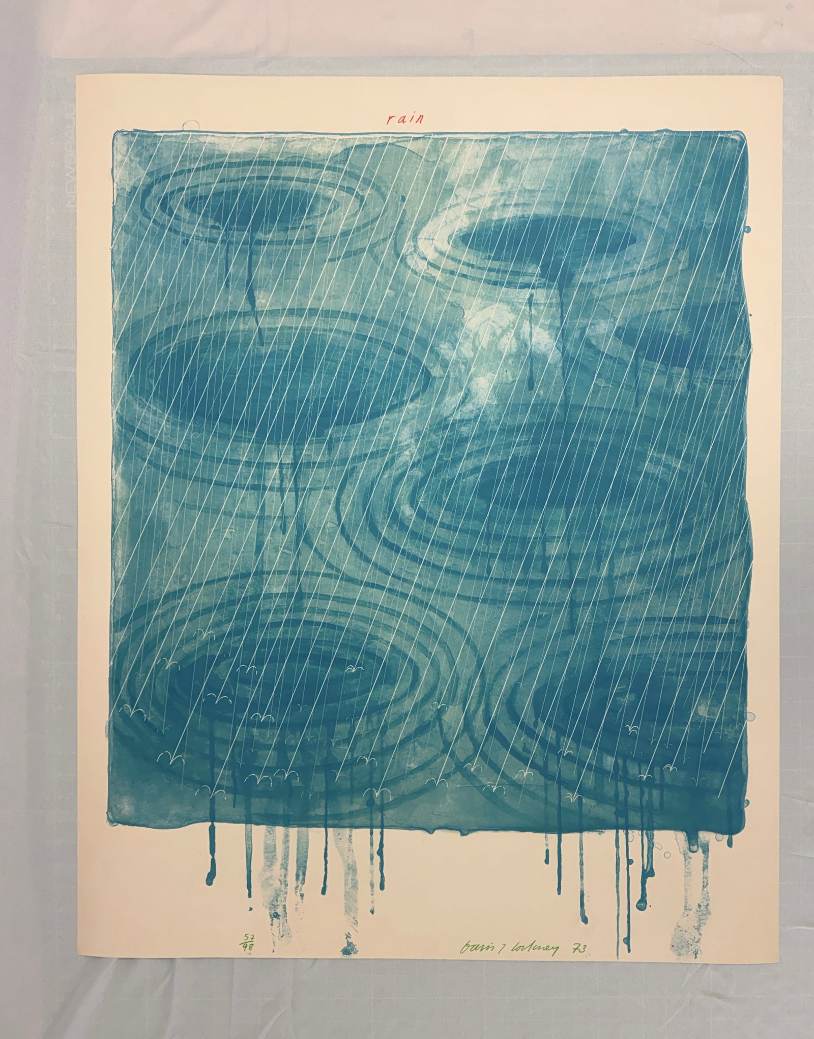 David Hockney "Rain, from the Weather Series" 1973 Print Sold After (1 of 2)