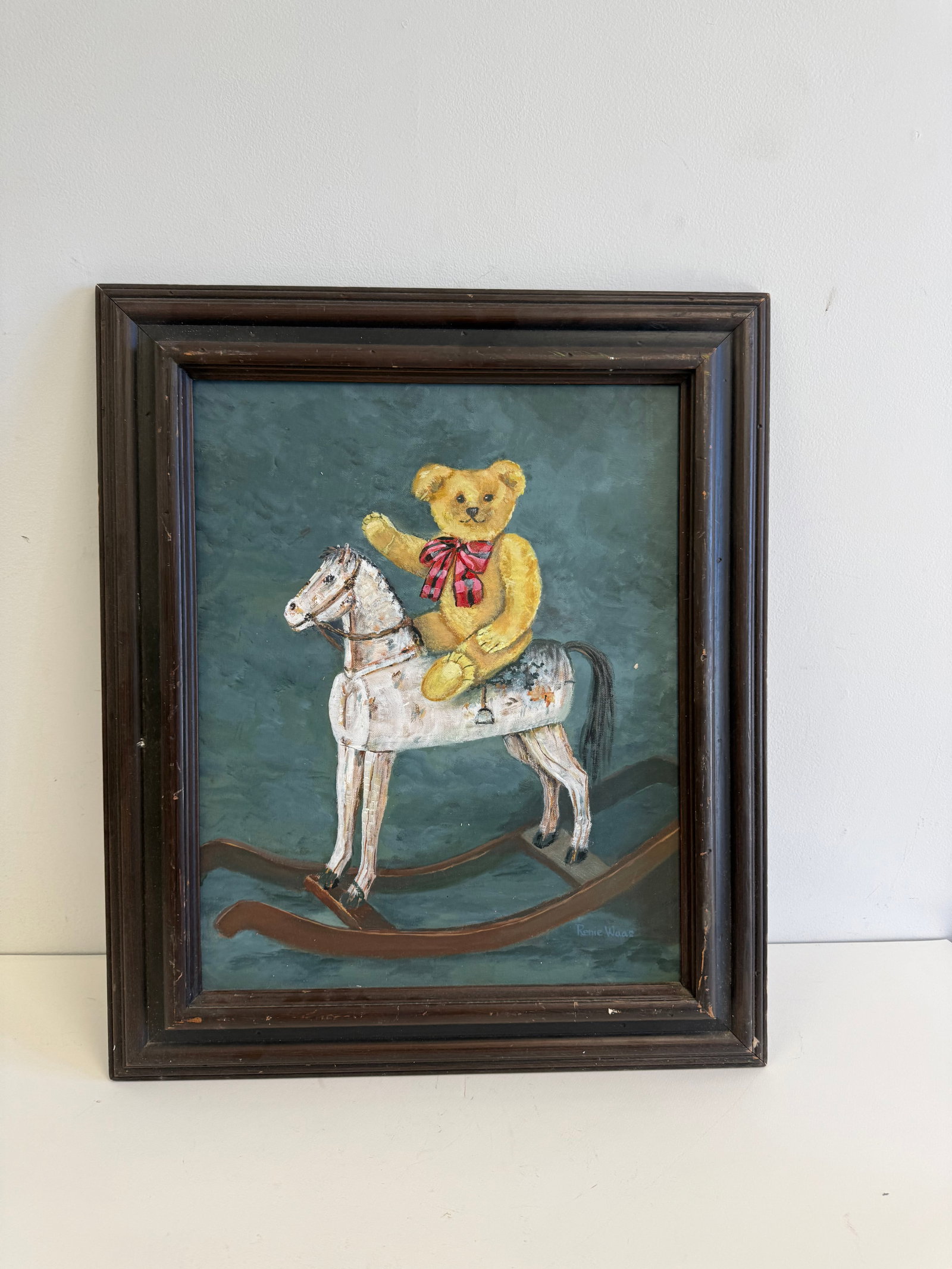 Renee Waas "The old and the new" 1989 sold after: Renee Waas "The old and the new" 1989, oil on canvas, measures 16 X 20 in, Sold After as These are part of the estate sale and we do not have a COA.The word "after" is used for a print that