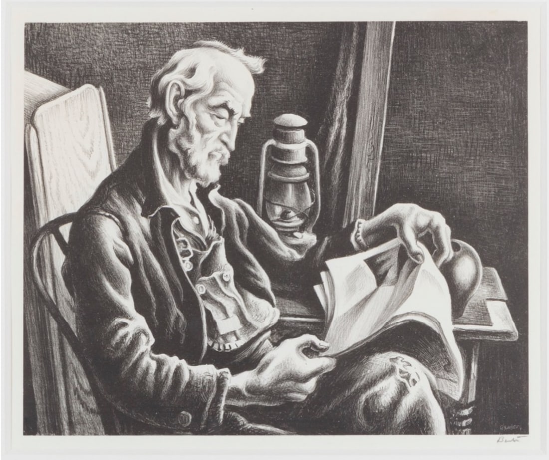 Thomas Hart Benton "Old Man Reading (1941)" Print sold after (1 of 1)