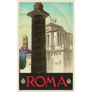 Virgilio Retrosi (1892-1975) Roma Travel Poster after: Virgilio Retrosi (1892-1975) Roma Travel Poster, Measures 39.00 X 24.50 inches, linen backed These are part of the estate sale and we do not have a COA. All lots offered in our auctions are sold stric