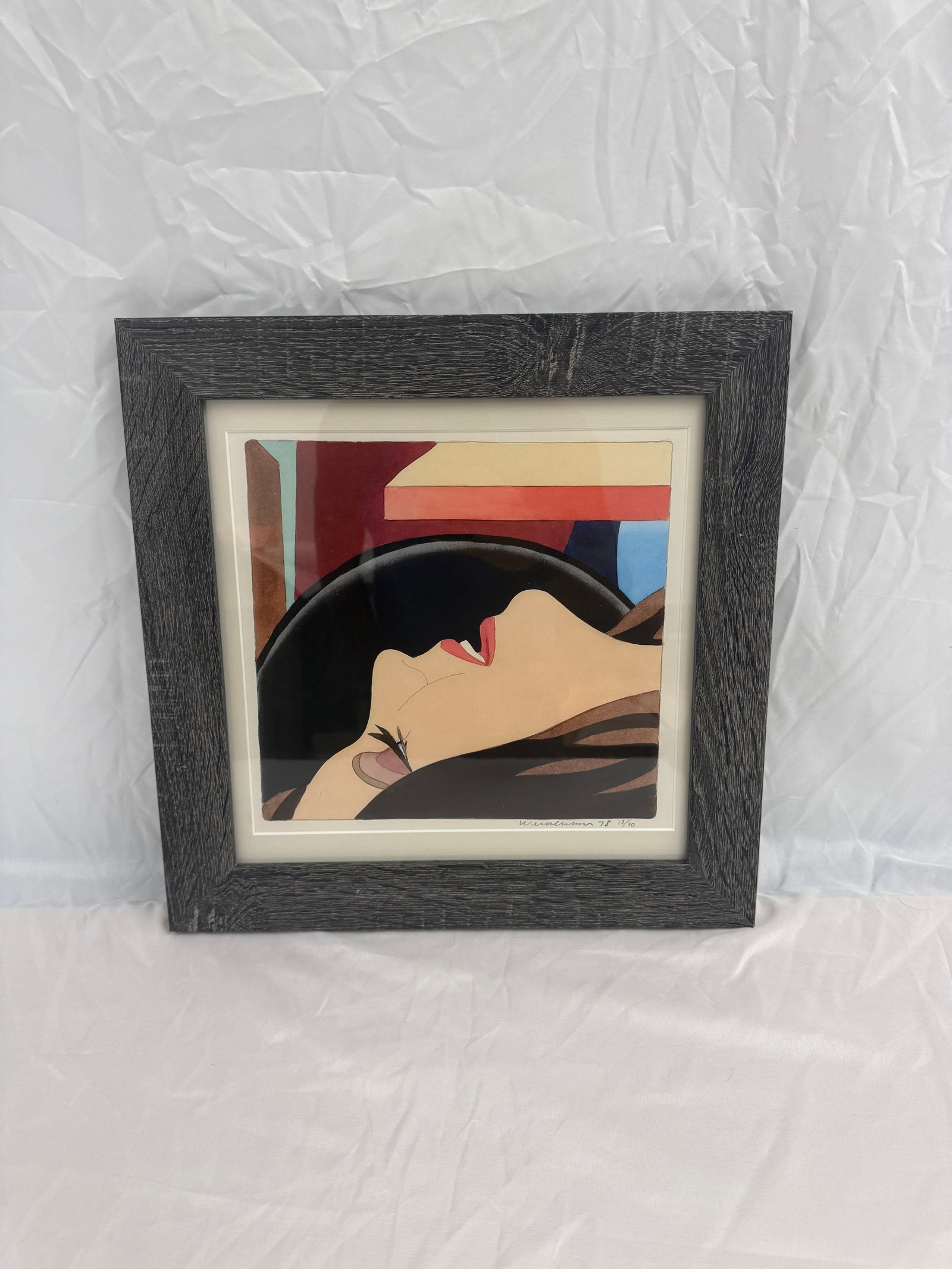"Bedroom Face" Tom Wesselmann Framed after: Tom Wesselmann "Bedroom Face" Print (sold after) framed. Print on heavy wove paper. Meassures 12x12 in frame. These are part of the estate sale and we do not have a COA. All lots offered in our auctio