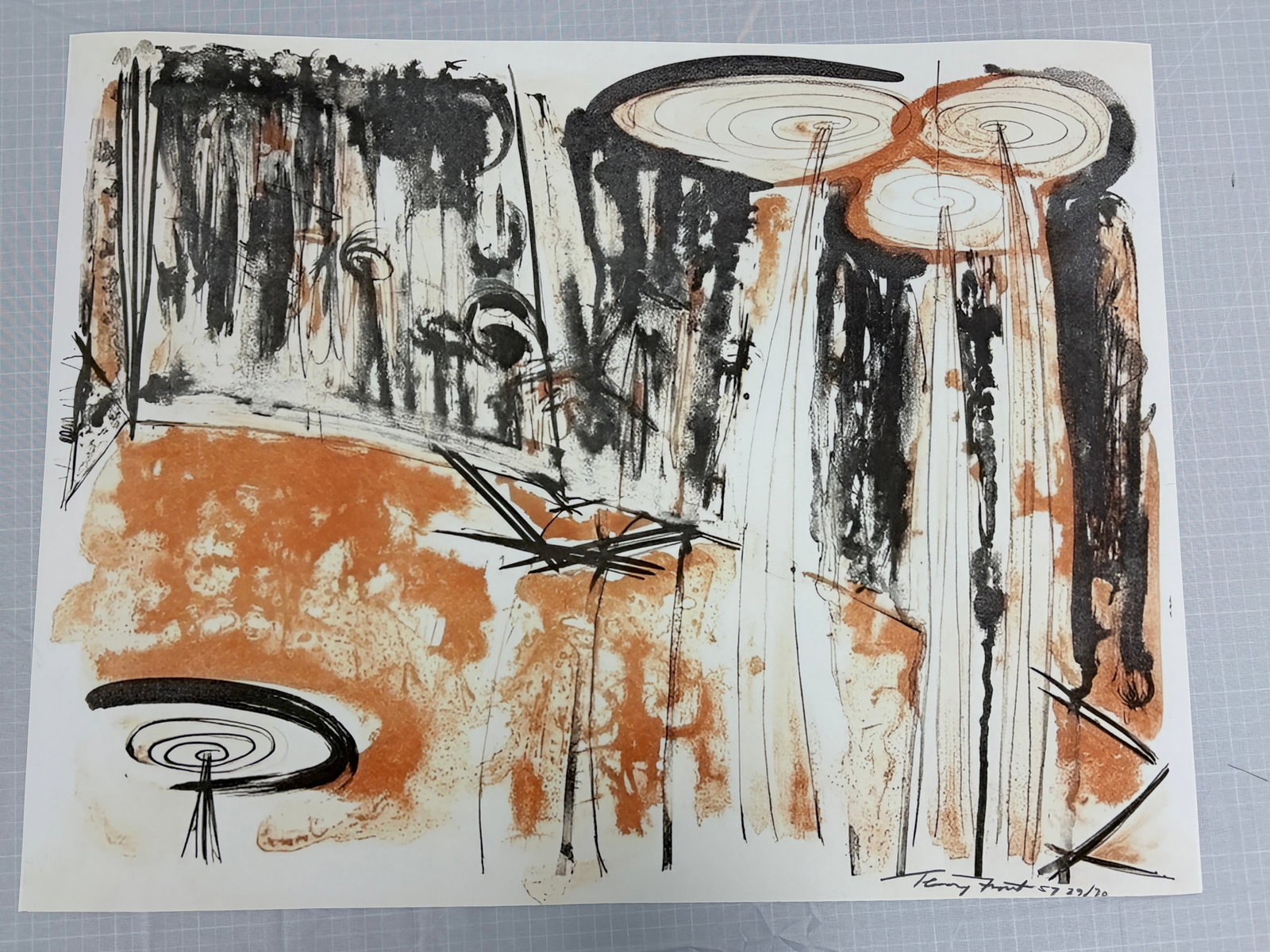 Sir Terry Frost "Brown Figure" Sold After: Sir Terry Frost " Brown FIgure", on arches paper,measures 22 X 27.7 inches, Sold After as These are part of the estate sale and we do not have a COA. This Lithograph does not carry established documen