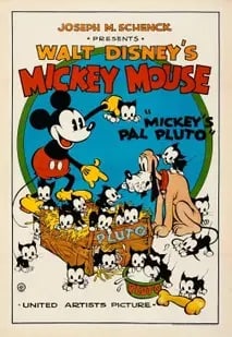 Mickey's Pal Pluto Poster: Mickey's Pal Pluto (United Artists, 1933) Poster on archival paper, linen backed. Measures approx.28.25x 41 inches. These are part of the estate sale and we do not have a COA. All lots offered in our