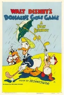 Disney "Donald's Golf Game" Vintage Poster: Vintage Disney poster "Donald's Golf Game" RKO. Measures 22x36 on archival paper, linen backed.These are part of the estate sale and we do not have a COA. All lots offered in our auctions are sold str