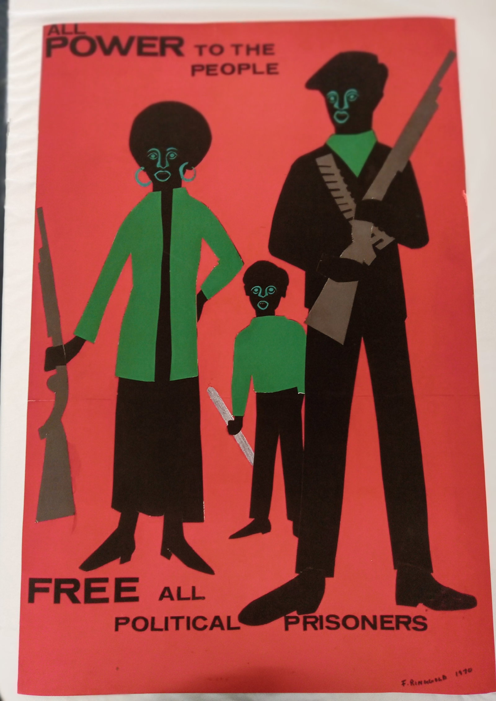 Faith Ringgold "All Power to the People, 1970" Offset Lithograph, sold after: Faith Ringgold "All Power to the People, 1970" Offset Lithograph, sold after. Measures25.00 X 38.00 inches. These are part of the estate sale and we do not have a COA. All lots offered in our auctions
