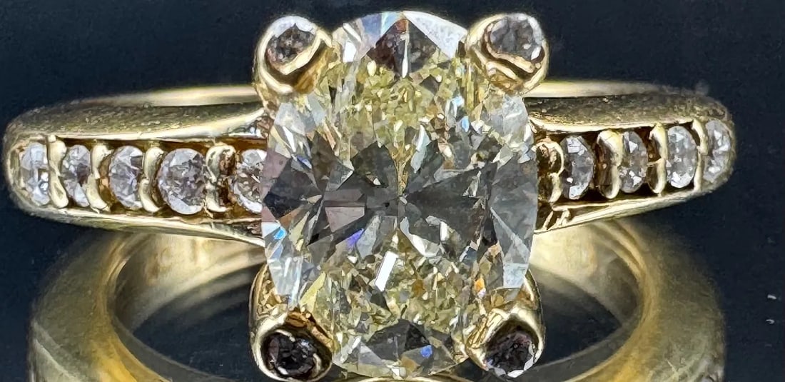 14K YELLOW GOLD OVAL CUT DIAMOND RING 2.05CT (1 of 4)