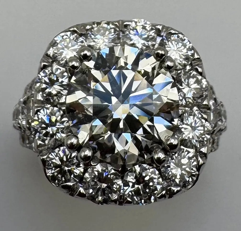14K WHITE GOLD VINTAGE LAB DIAMOND ENGAGEMENT RING 5.56CT (1 of 4)